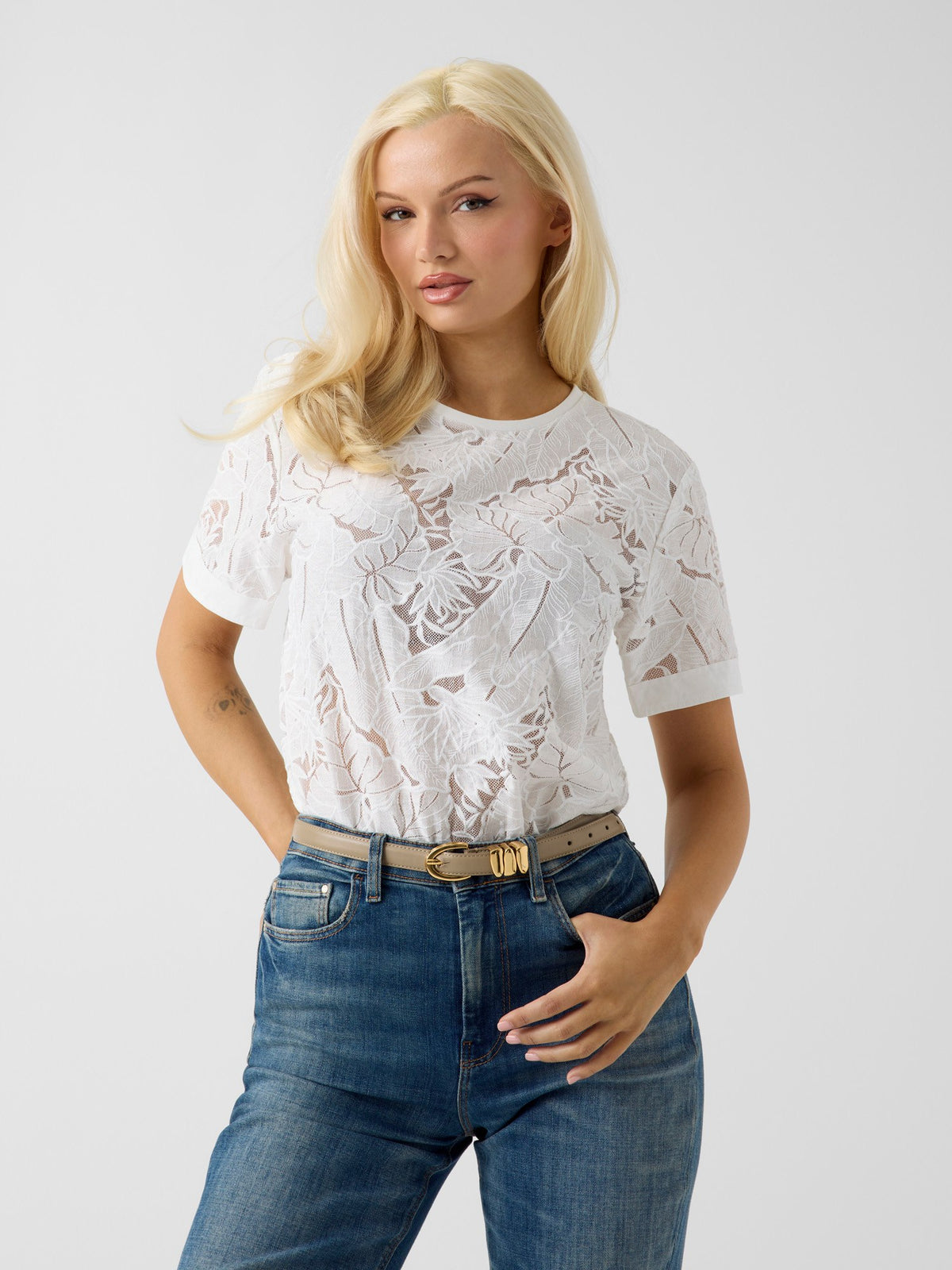 SS CASSANDRE FOLIAGE TULLE TOP