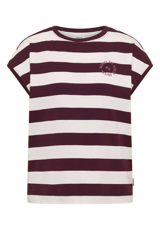 T-Shirt mit Streifen und Printdetail