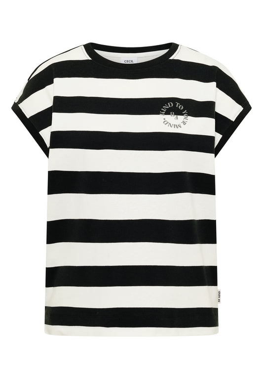 T-Shirt mit Streifen und Printdetail