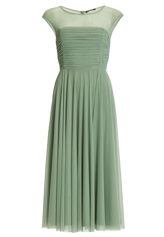 Cocktailkleid aus Mesh mit geraffter Korsage