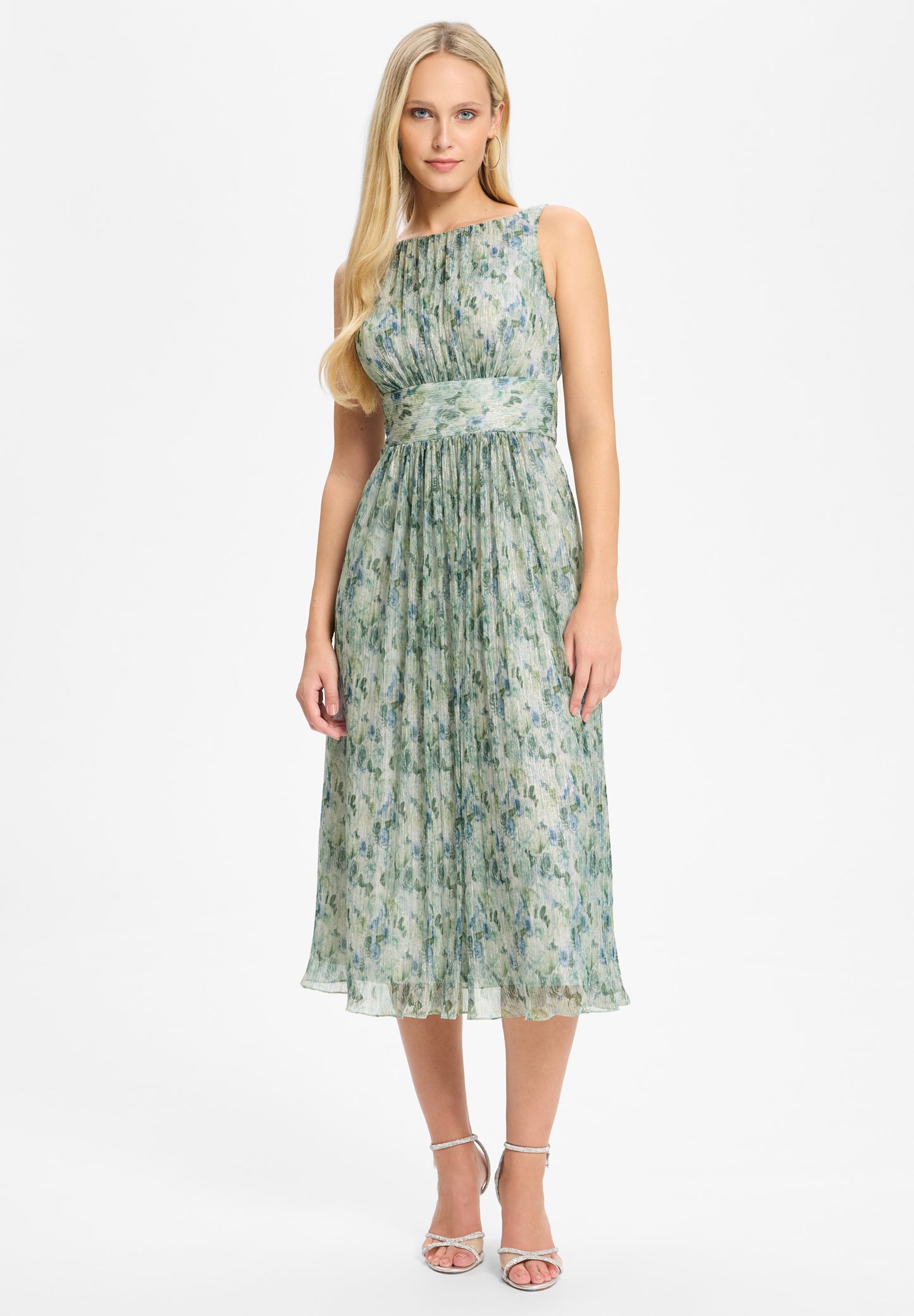 Cocktailkleid aus bedrucktem Plissee Jersey