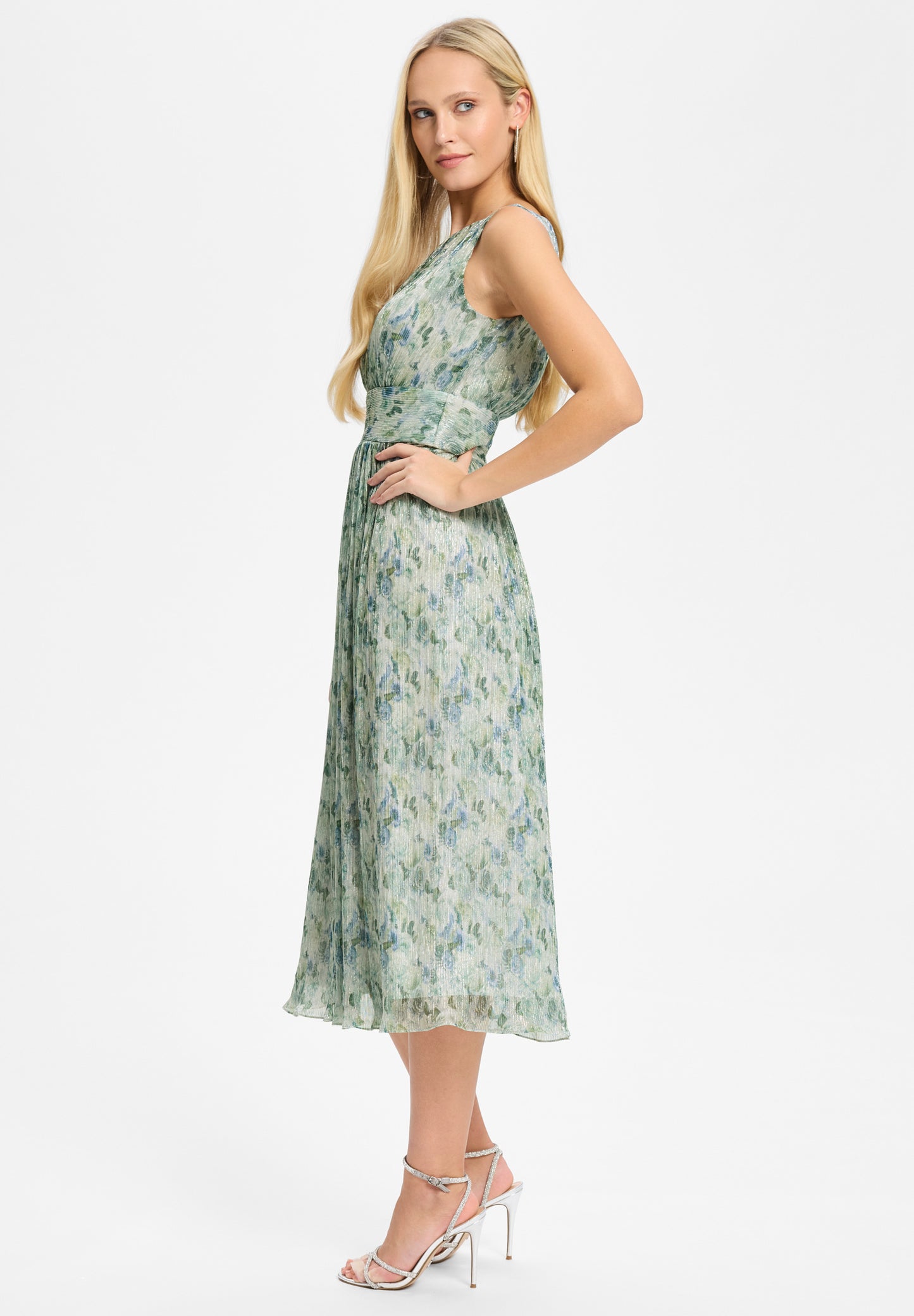 Cocktailkleid aus bedrucktem Plissee Jersey