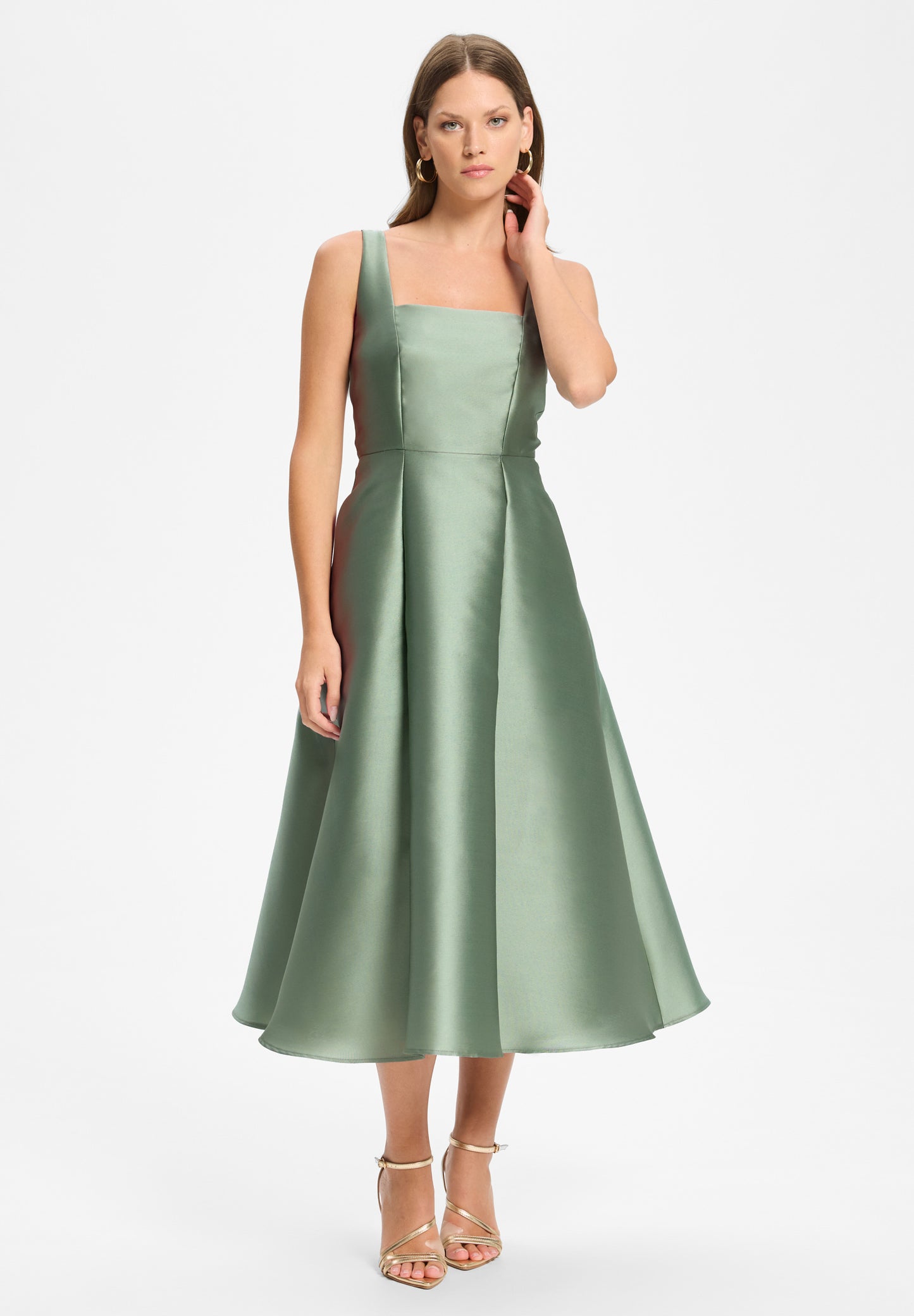 Cocktailkleid mit Karree-Ausschnitt aus Twill