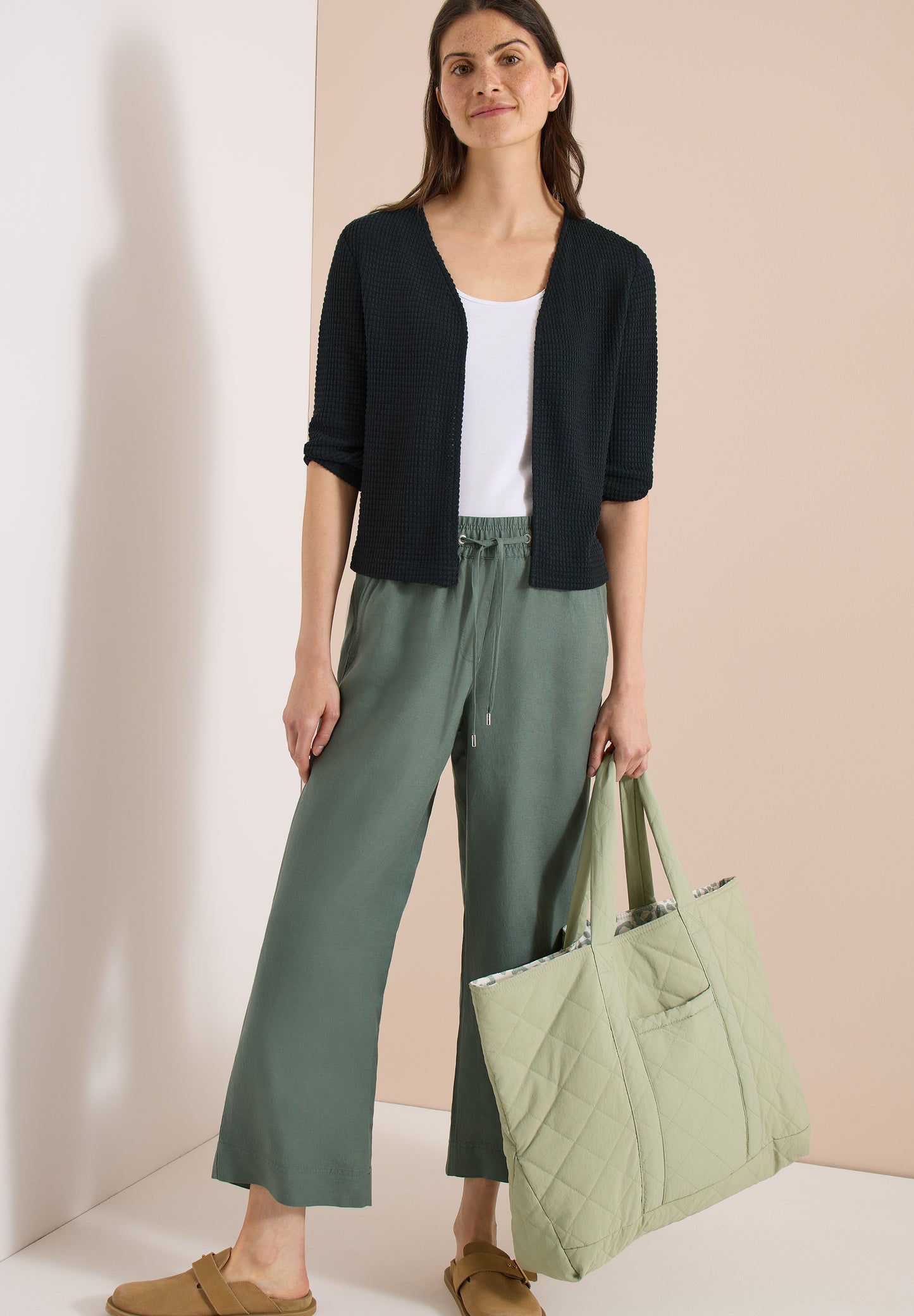 Offene 3/4-Arm Jacke im Ajour-Look
