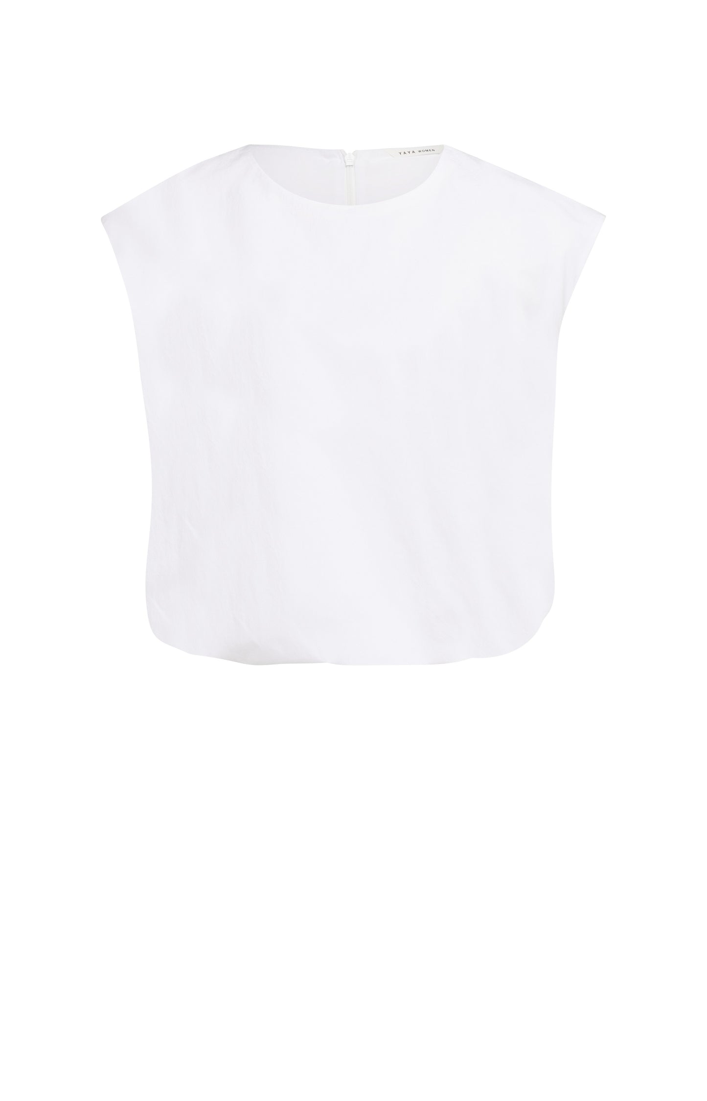 Linen short sleeve balloon top, PURE WHITE
