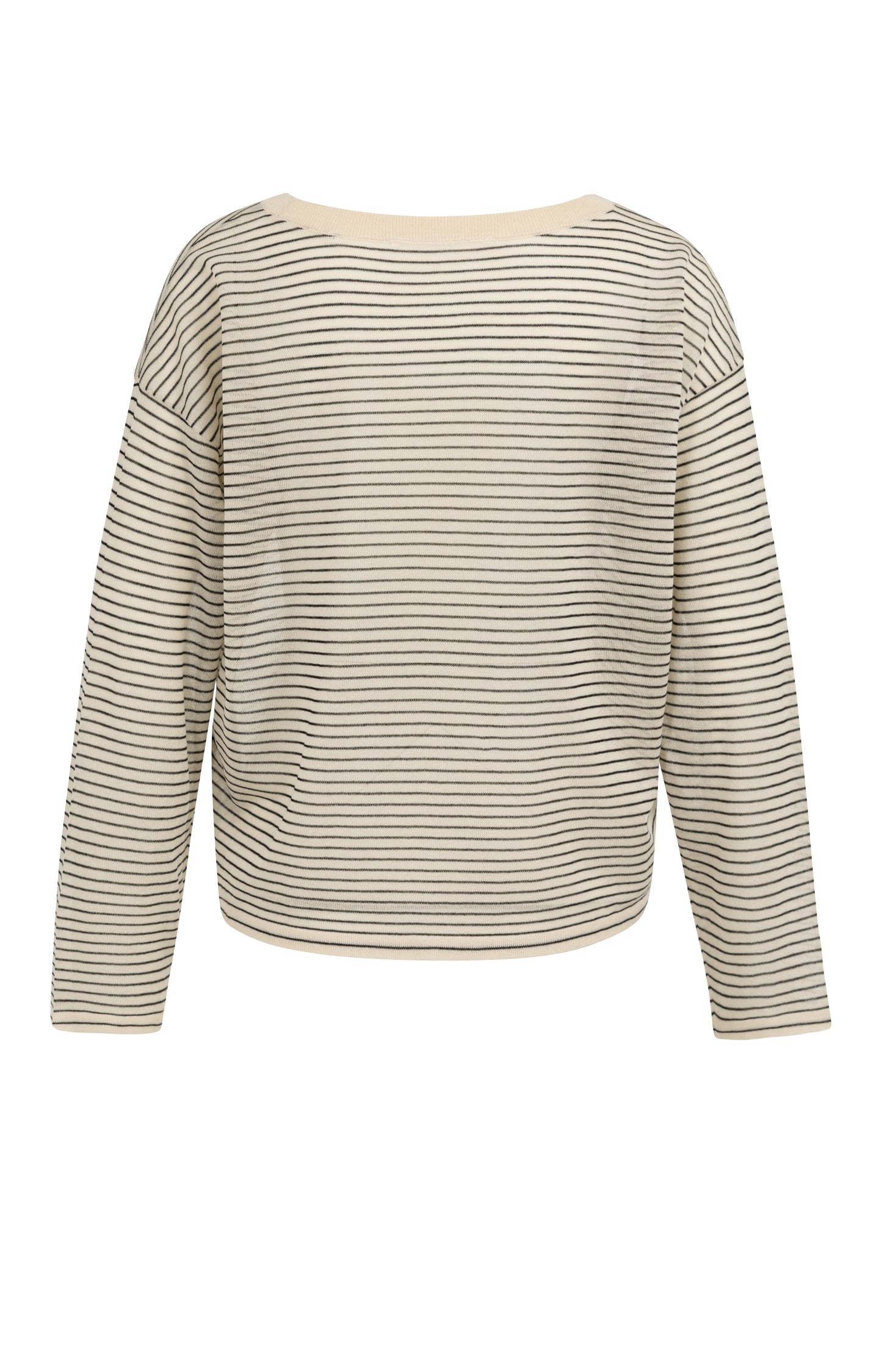 Fine knitted stripe sweater ls, CREME BEIGE DESSIN