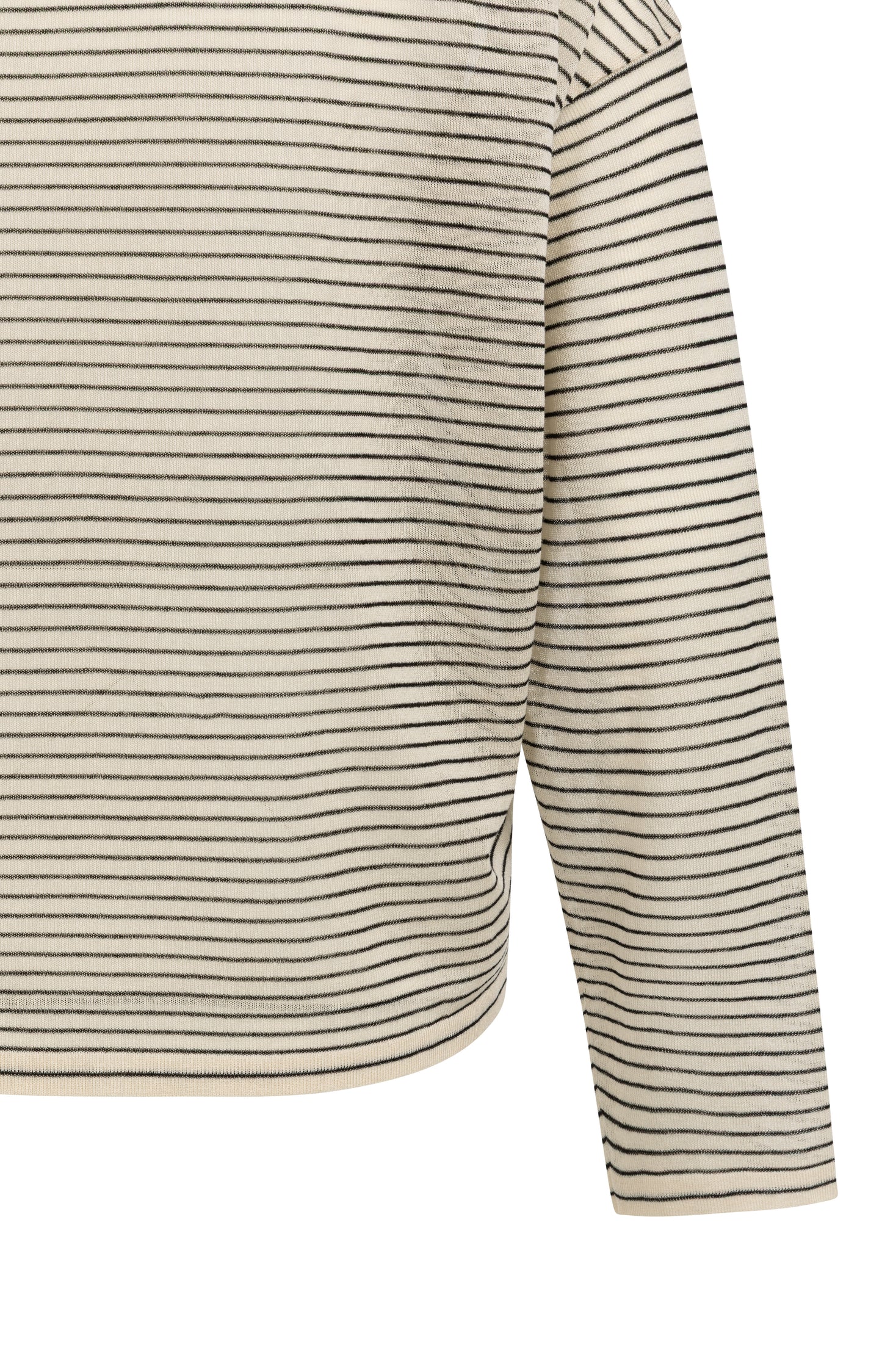 Fine knitted stripe sweater ls, CREME BEIGE DESSIN