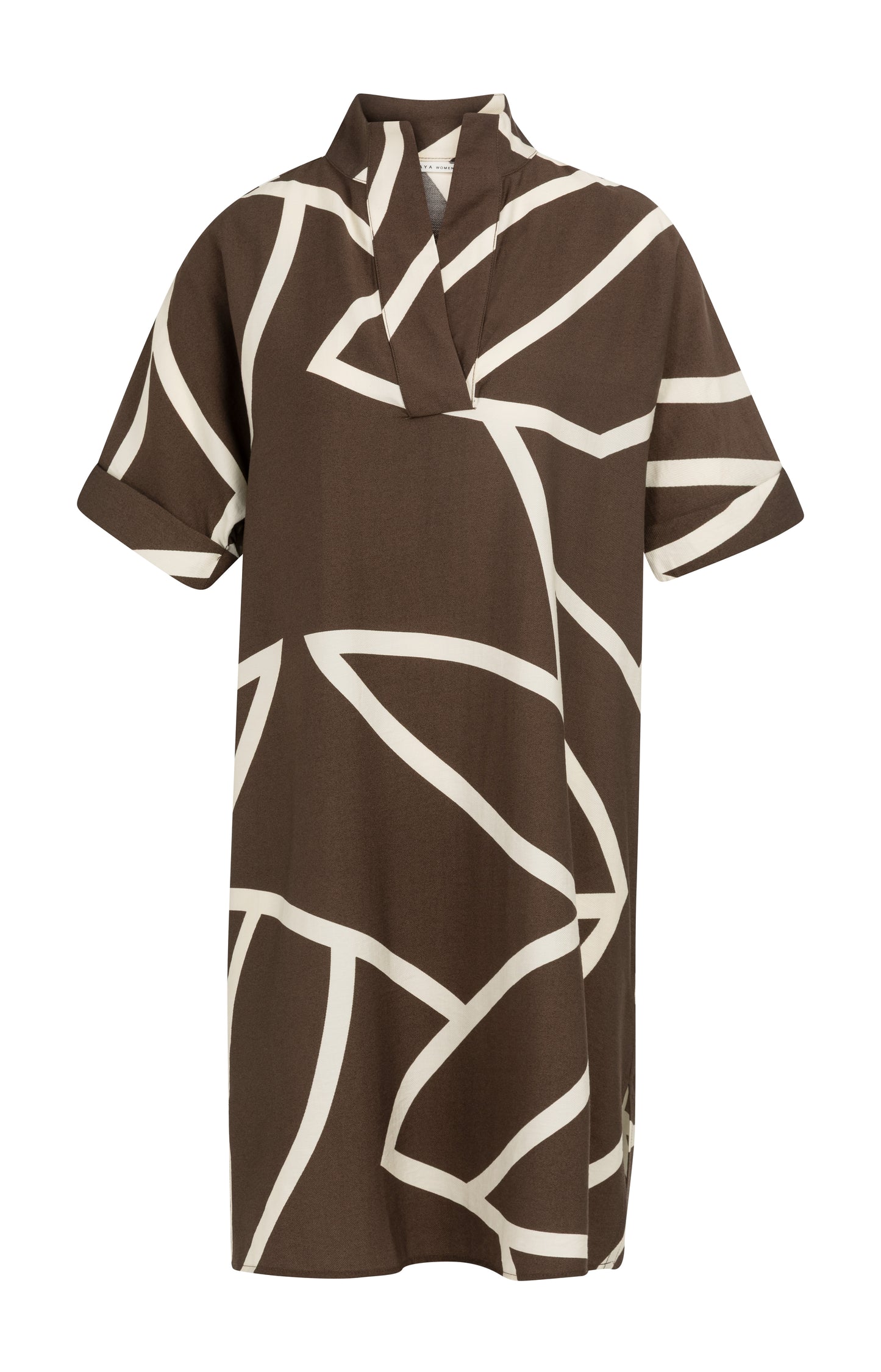 Printed dress with polo collar, CHOCOLATE MARTINI BROWN DESSIN