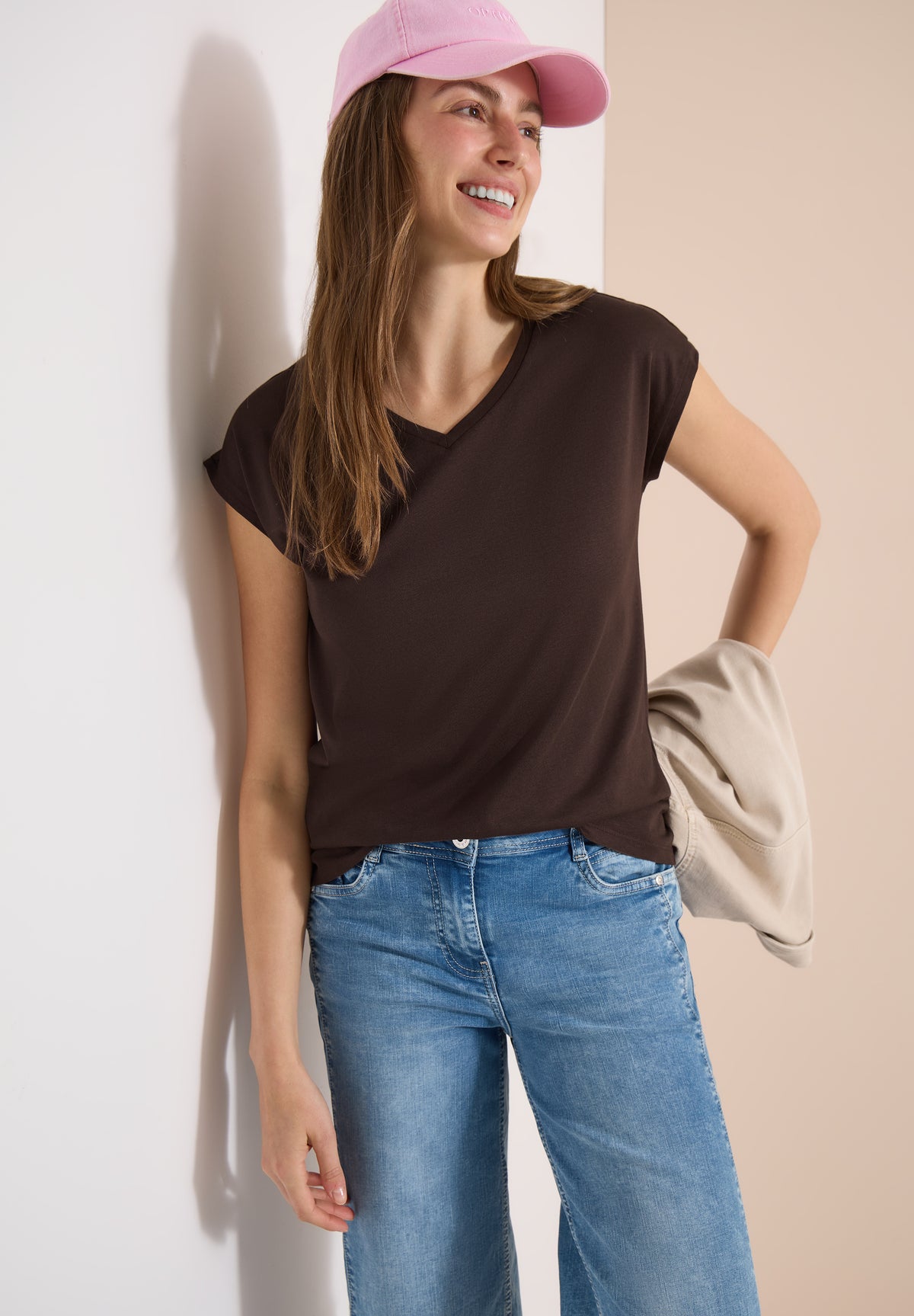 Dropped Shoulder Shirt mit V-Neck
