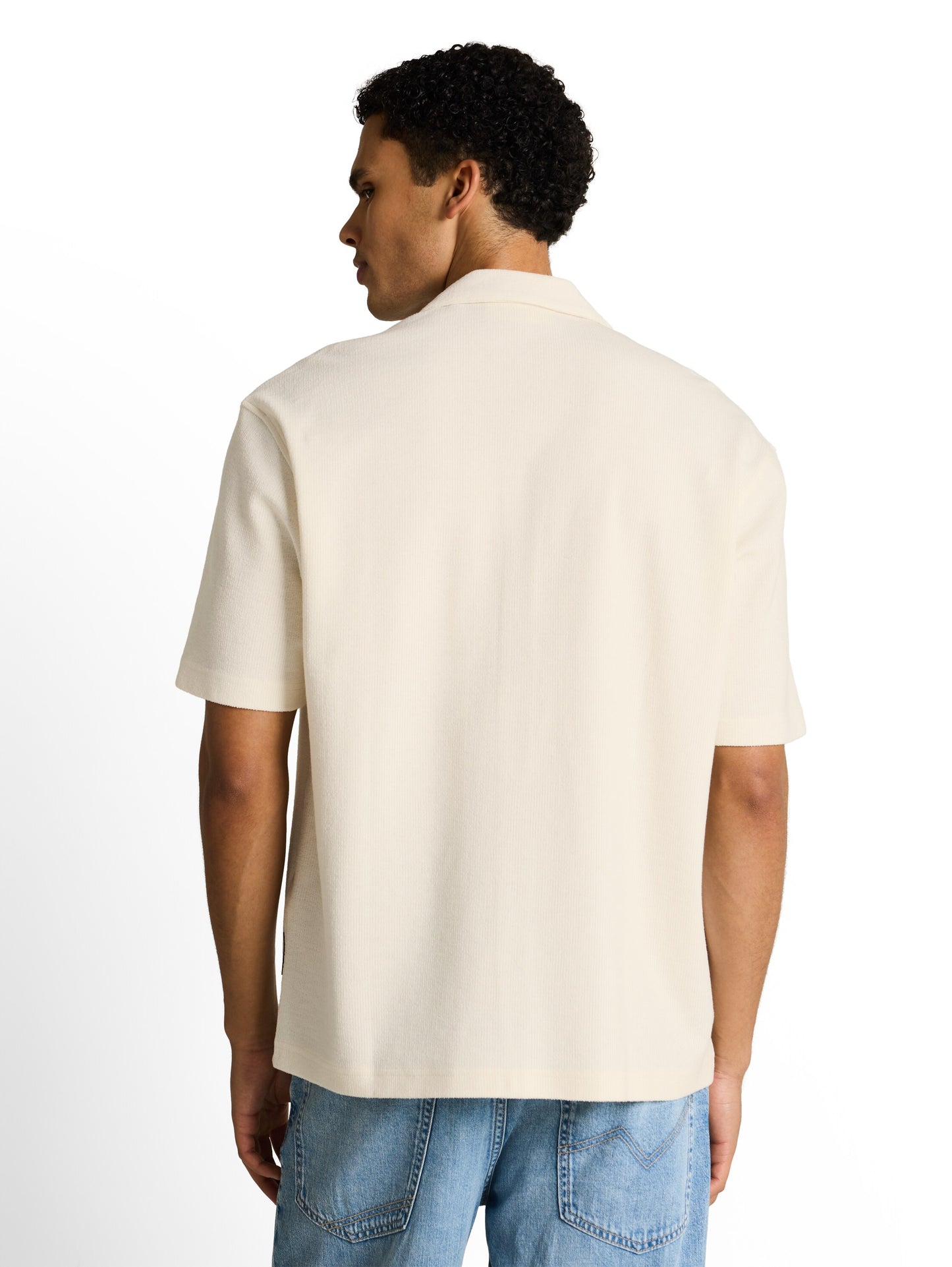 Loose Fit Kurzarmhemd mit Rippstruktur