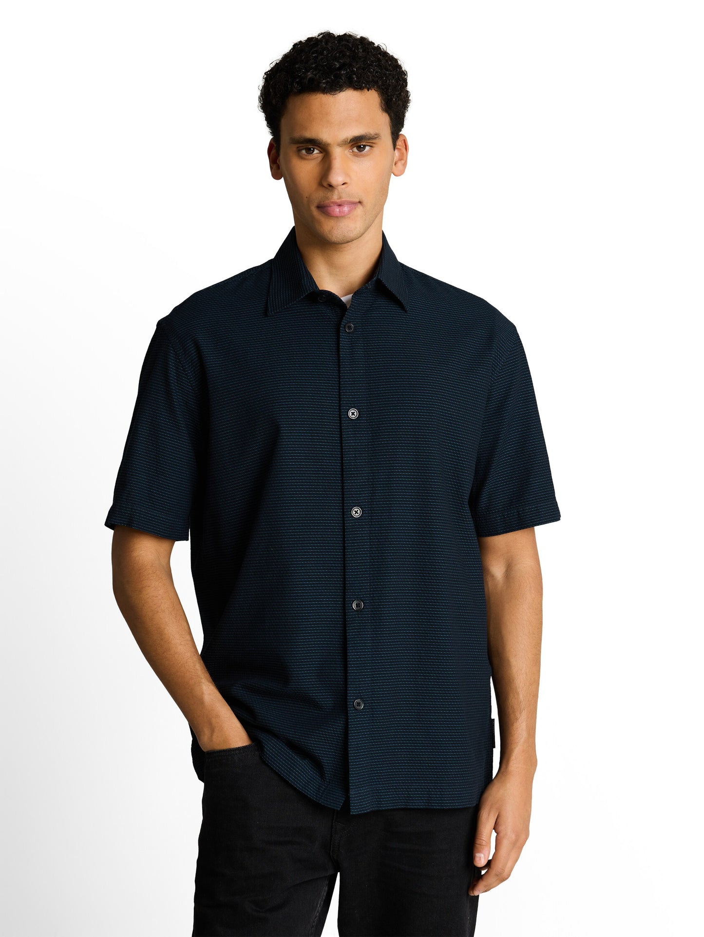 Relaxed Fit Kurzarmhemd mit Streifen