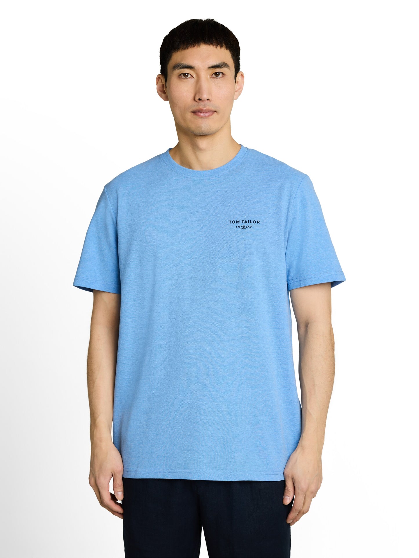 Piqué T-Shirt in Melange-Optik