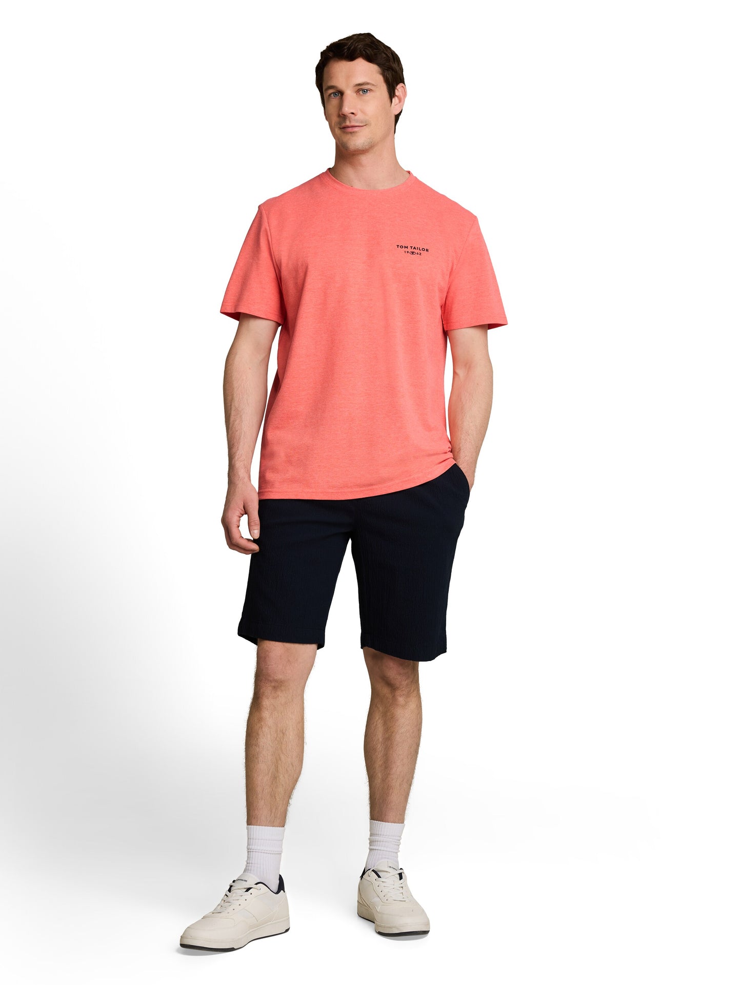 Piqué T-Shirt in Melange-Optik