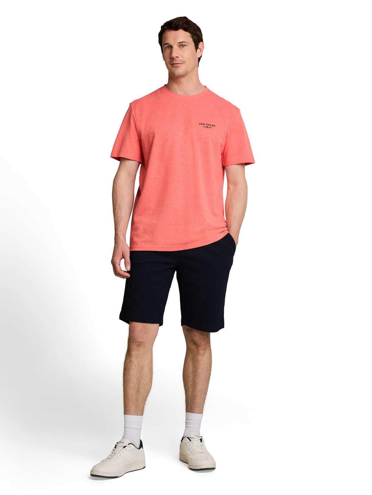 Piqué T-Shirt in Melange-Optik