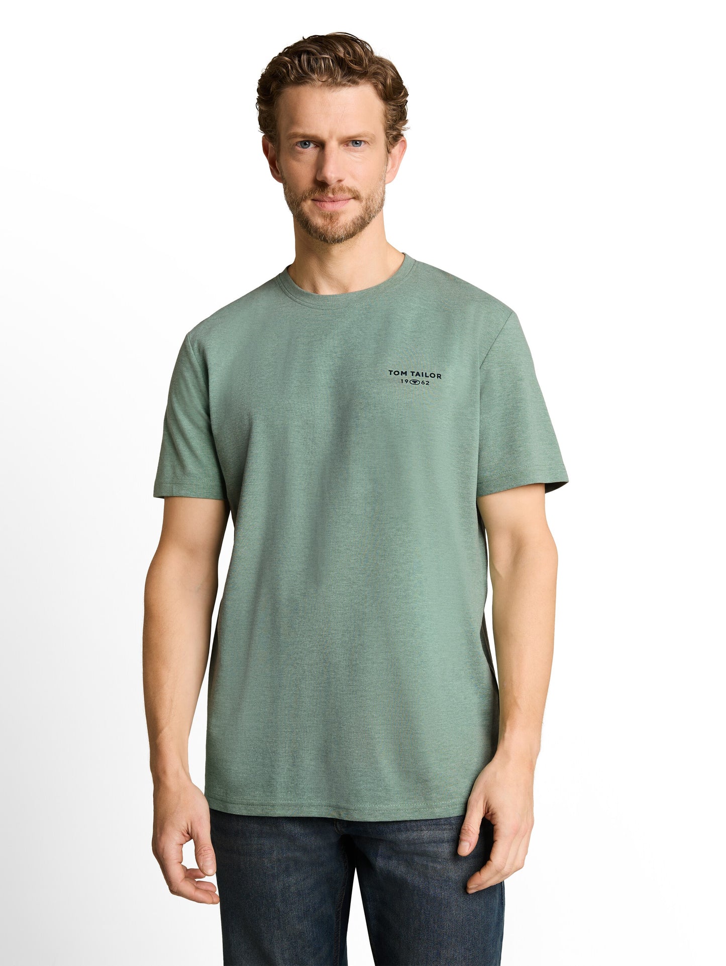 Piqué T-Shirt in Melange-Optik