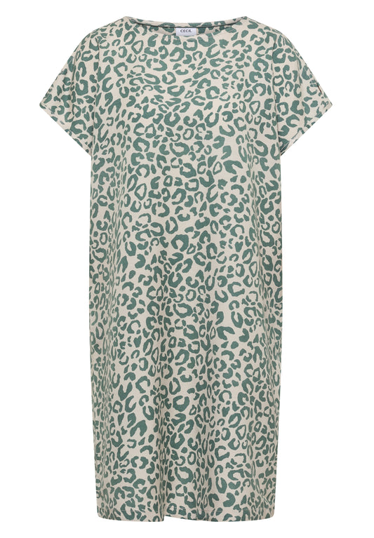 Knielanges Kleid aus Leinenmix mit Print