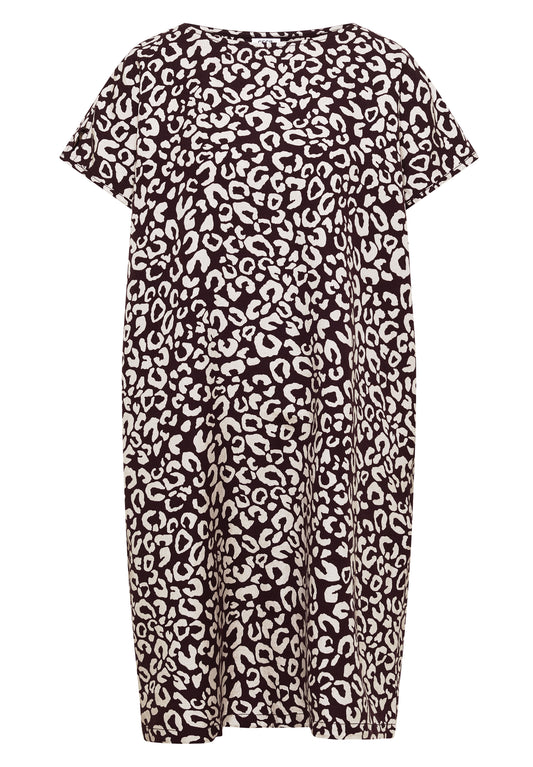 Knielanges Kleid aus Leinenmix mit Print