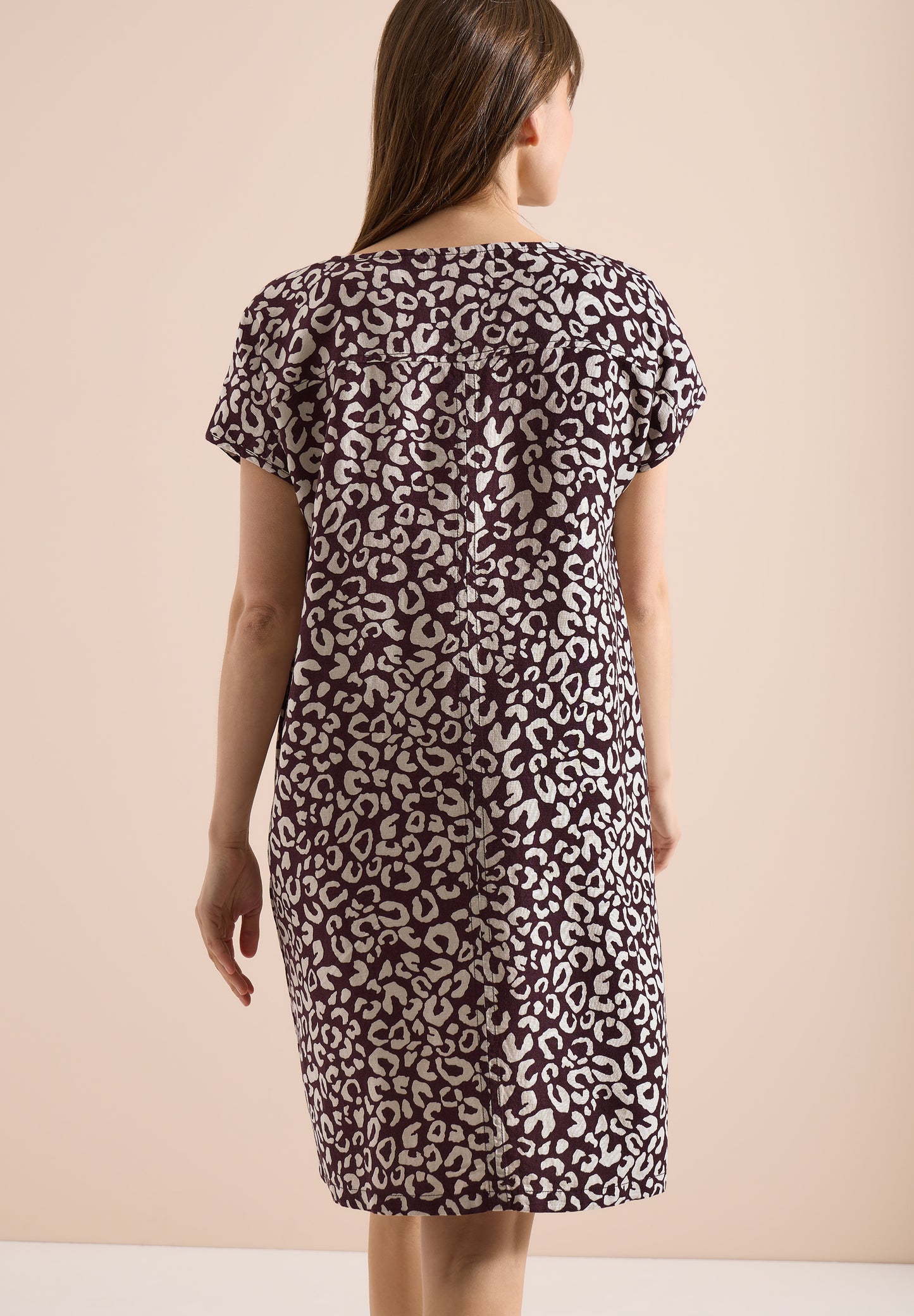 Knielanges Kleid aus Leinenmix mit Print