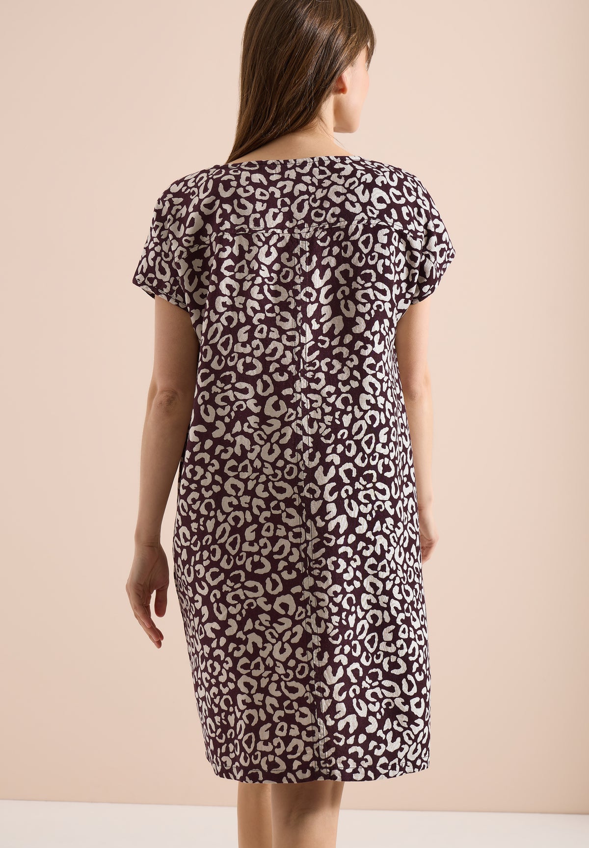 Knielanges Kleid aus Leinenmix mit Print