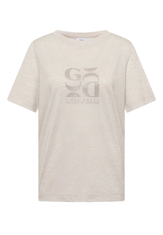 T-Shirt in Leinen-Optik mit Print