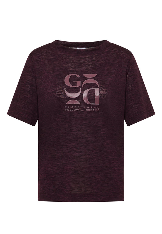 T-Shirt in Leinen-Optik mit Print