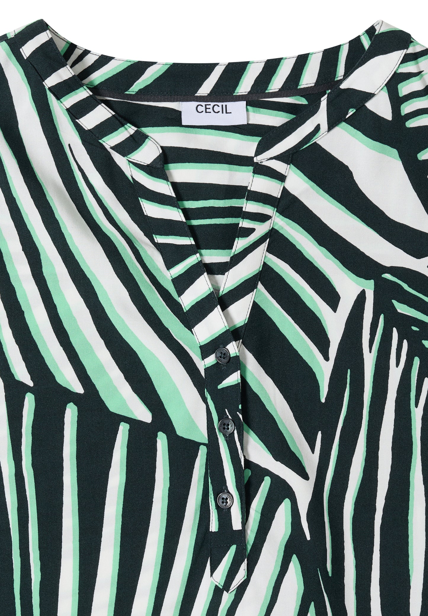 Kurzarm Bluse mit Split Neck und Print
