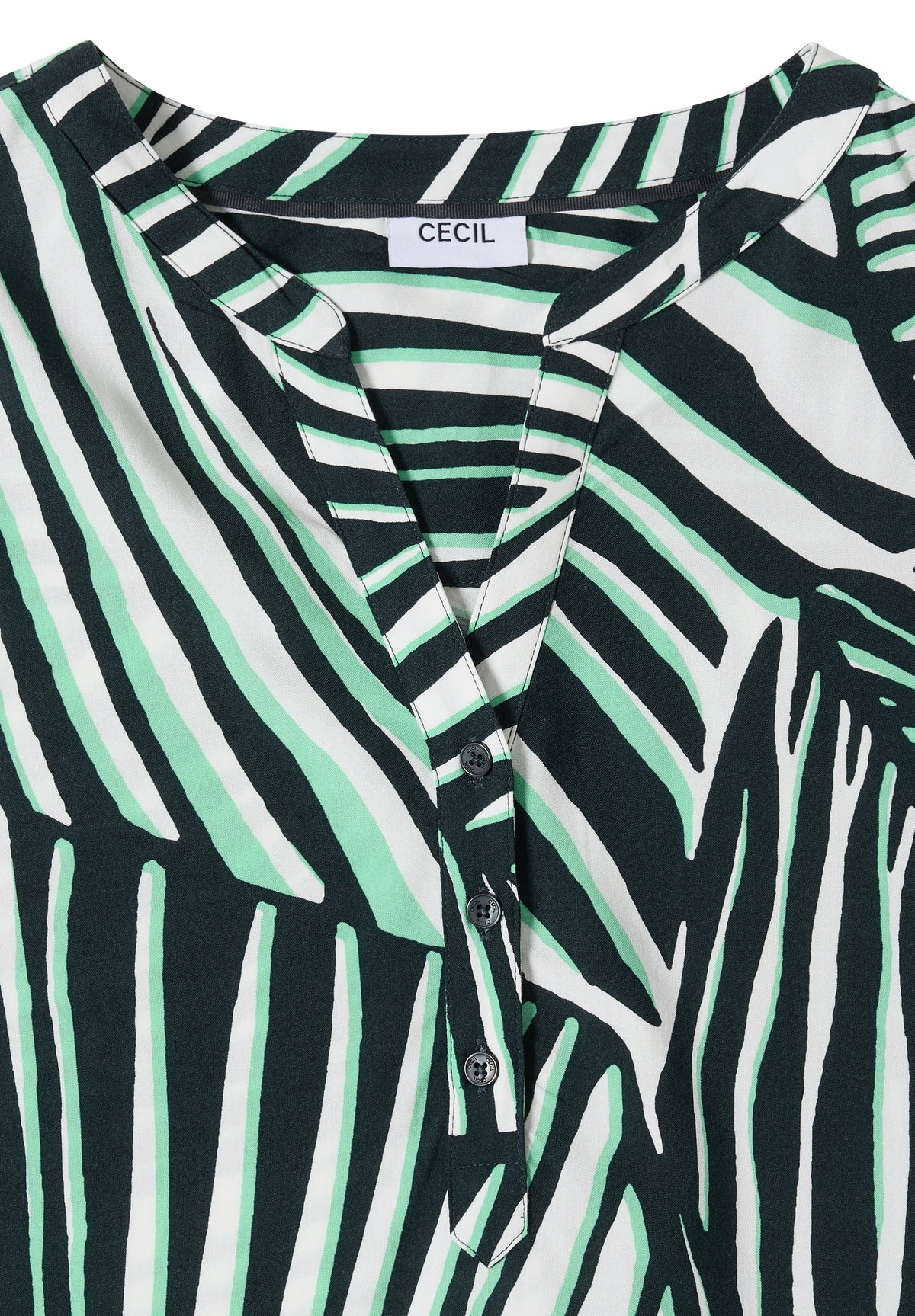 Kurzarm Bluse mit Split Neck und Print
