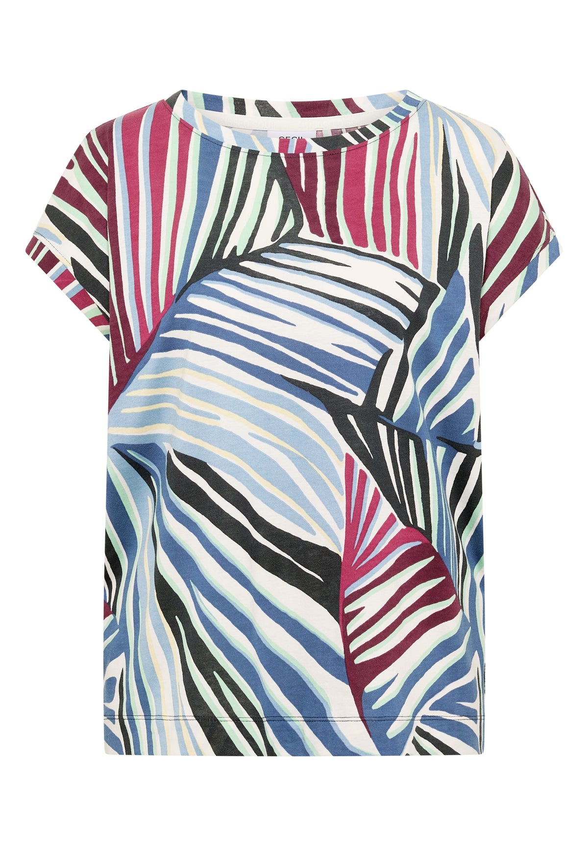 T-Shirt mit Boatneck und Grafikprint