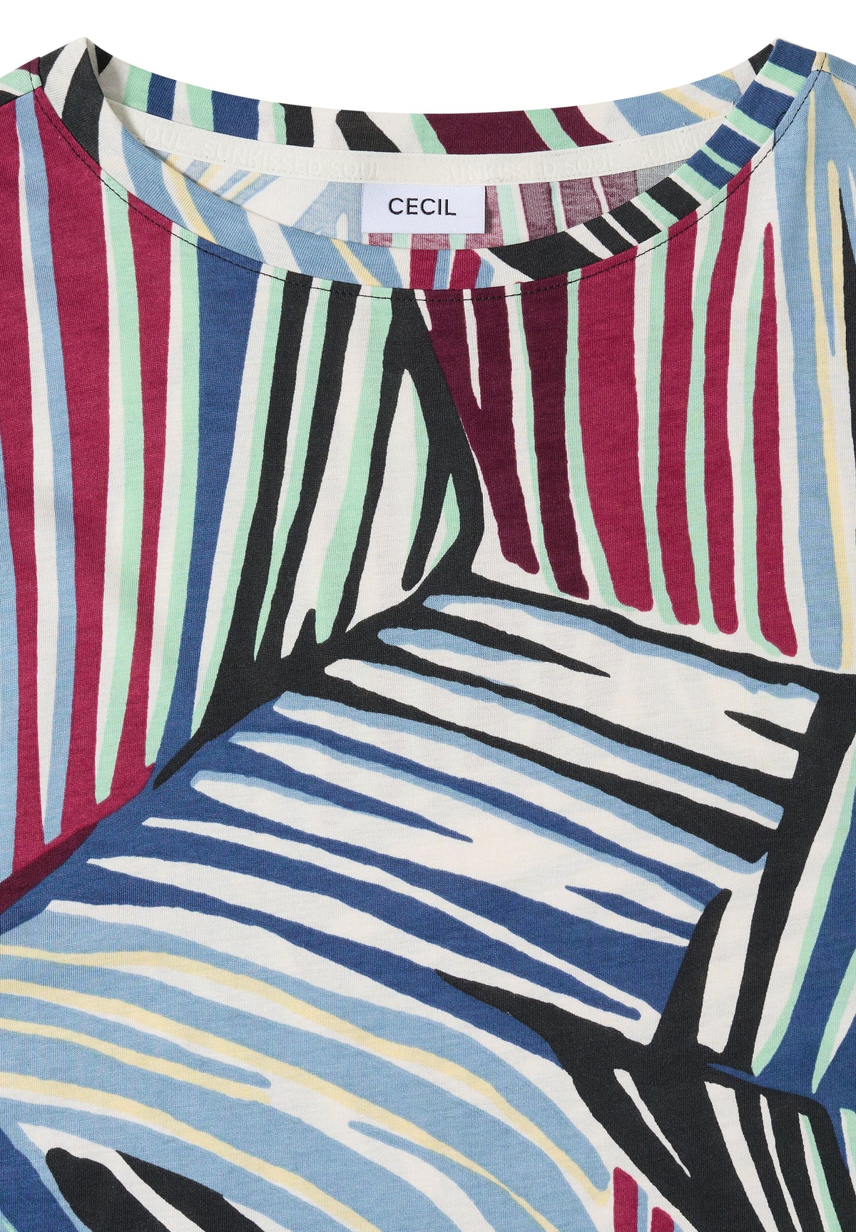 T-Shirt mit Boatneck und Grafikprint