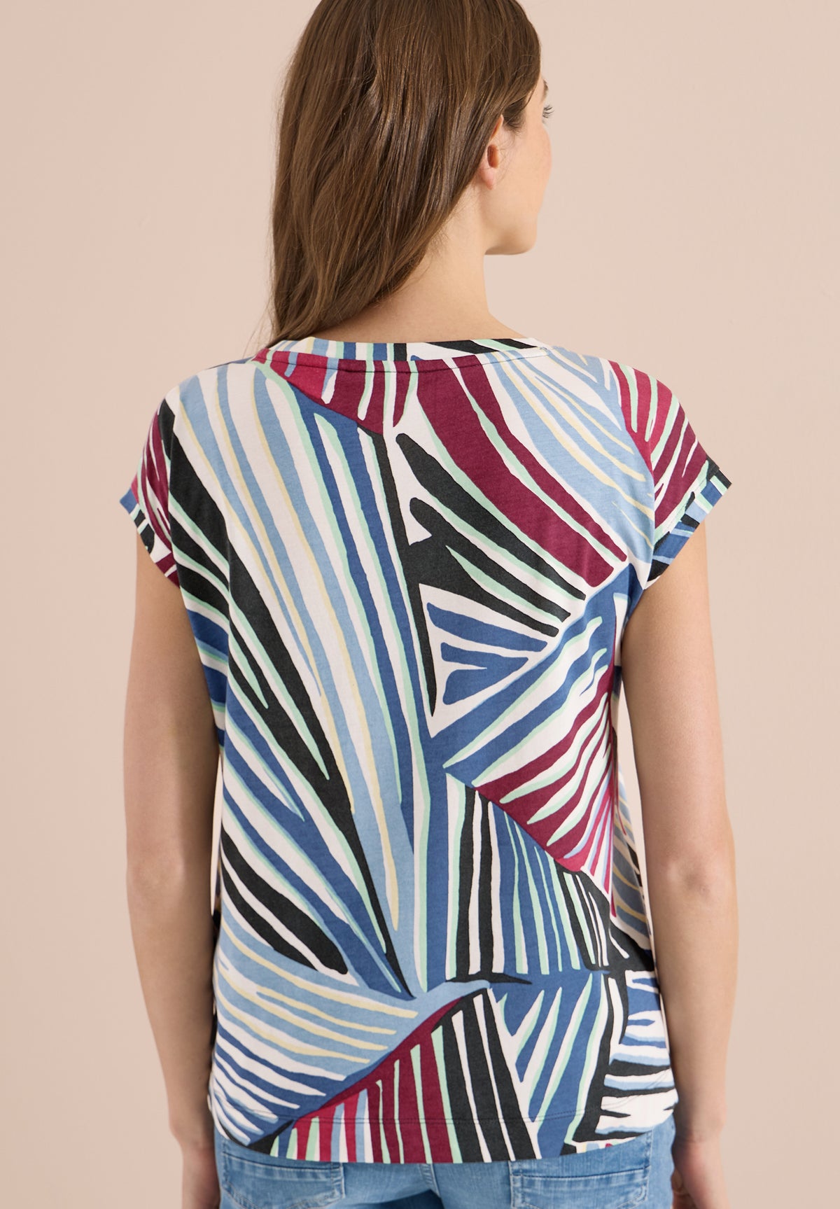 T-Shirt mit Boatneck und Grafikprint