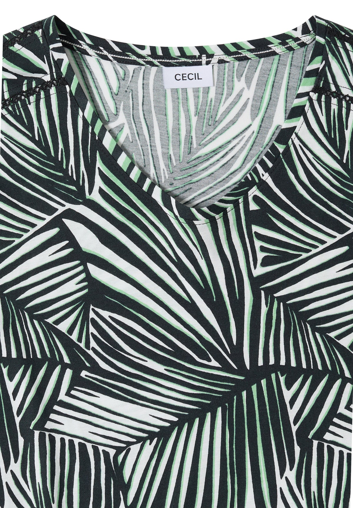 T-Shirt mit V-Neck und Spitzendetail