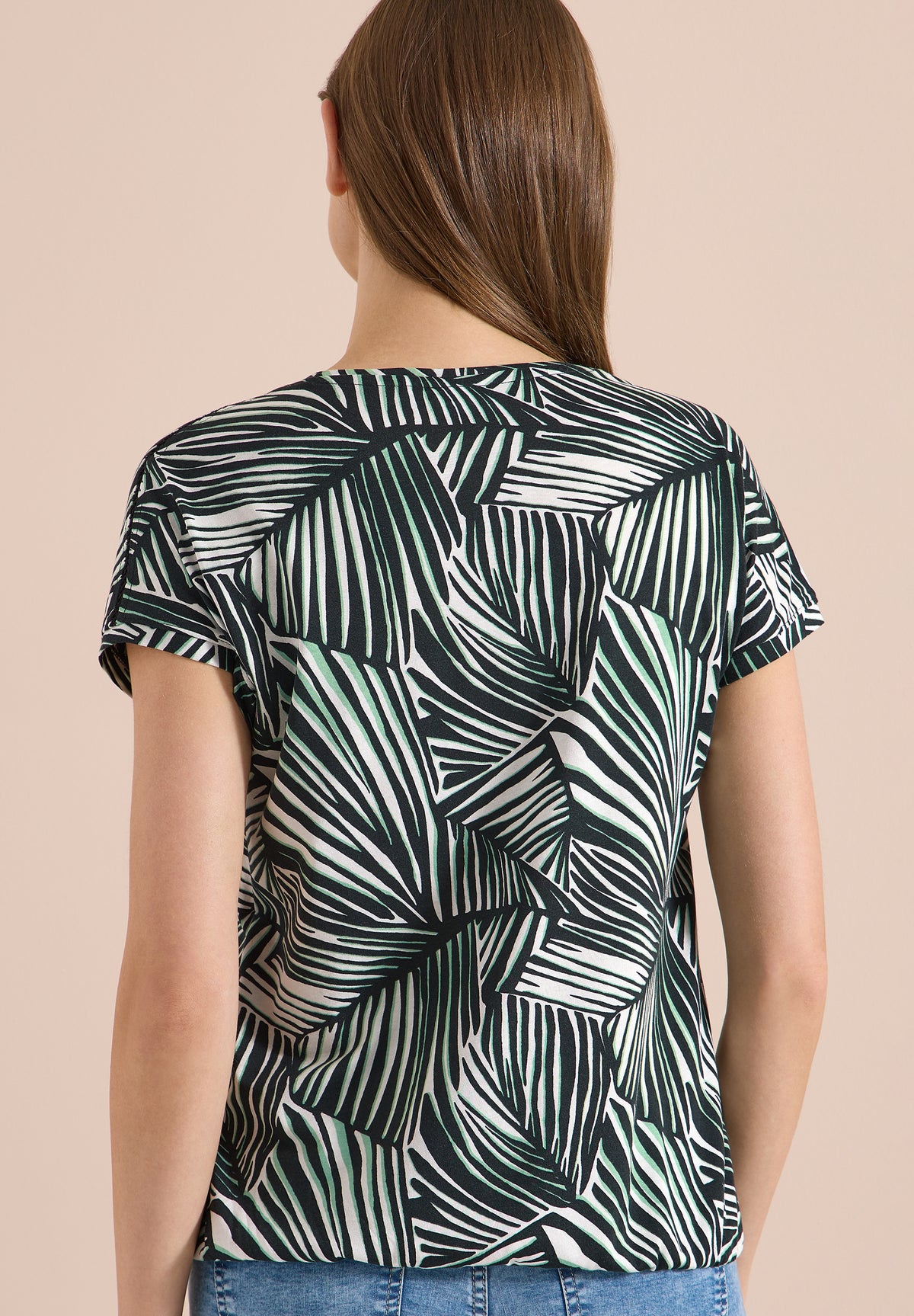 T-Shirt mit V-Neck und Spitzendetail