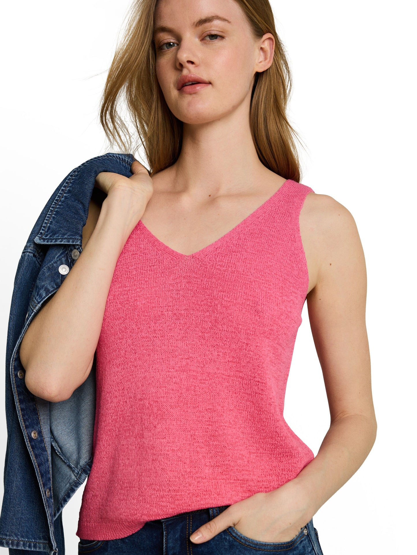 Relaxed Fit Stricktop mit V-Ausschnitt