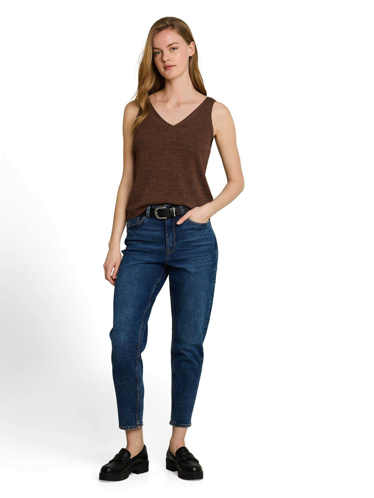 Relaxed Fit Stricktop mit V-Ausschnitt