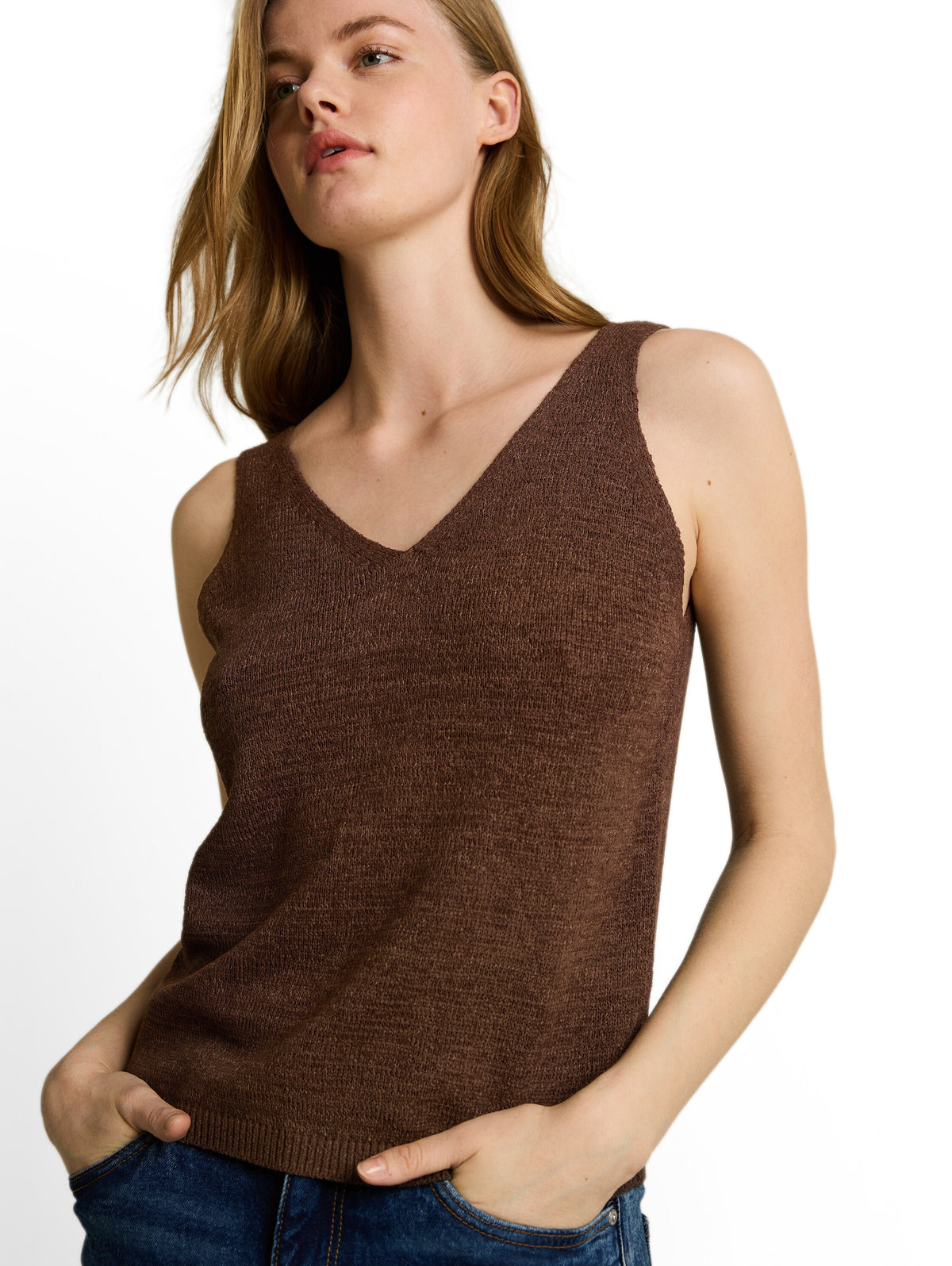 Relaxed Fit Stricktop mit V-Ausschnitt