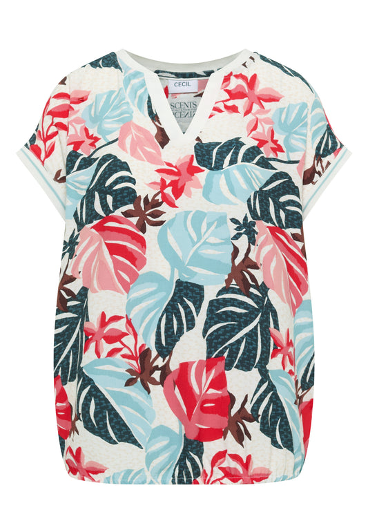 Bluse mit Split Neck und Printmix