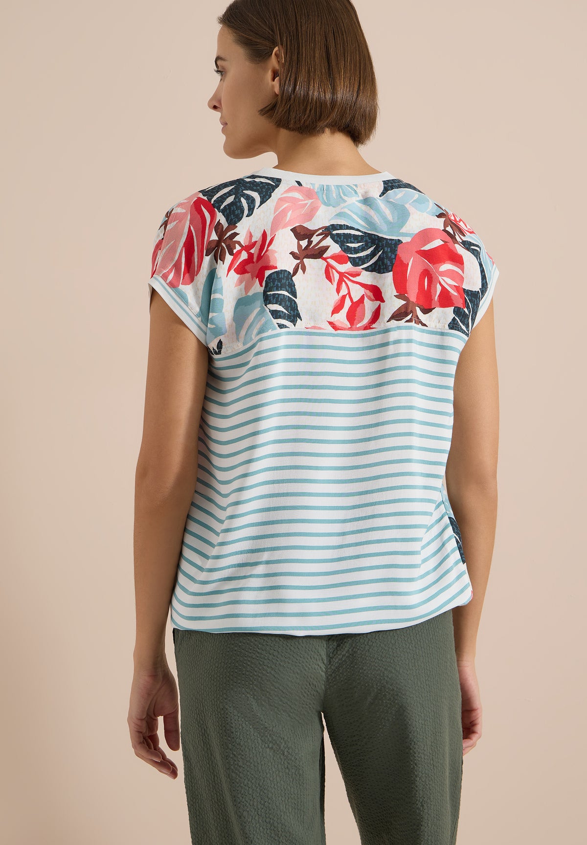 Bluse mit Split Neck und Printmix