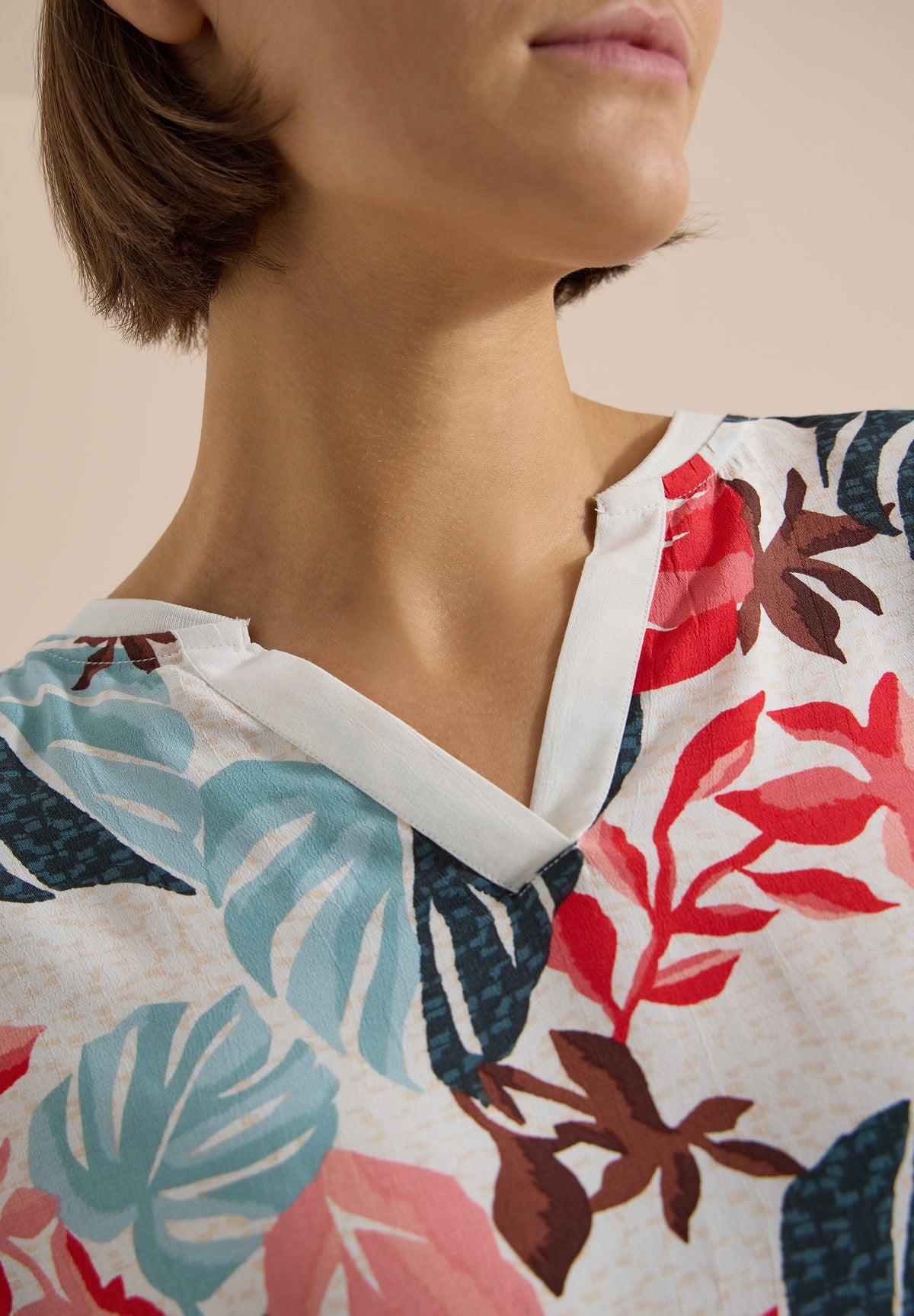 Bluse mit Split Neck und Printmix