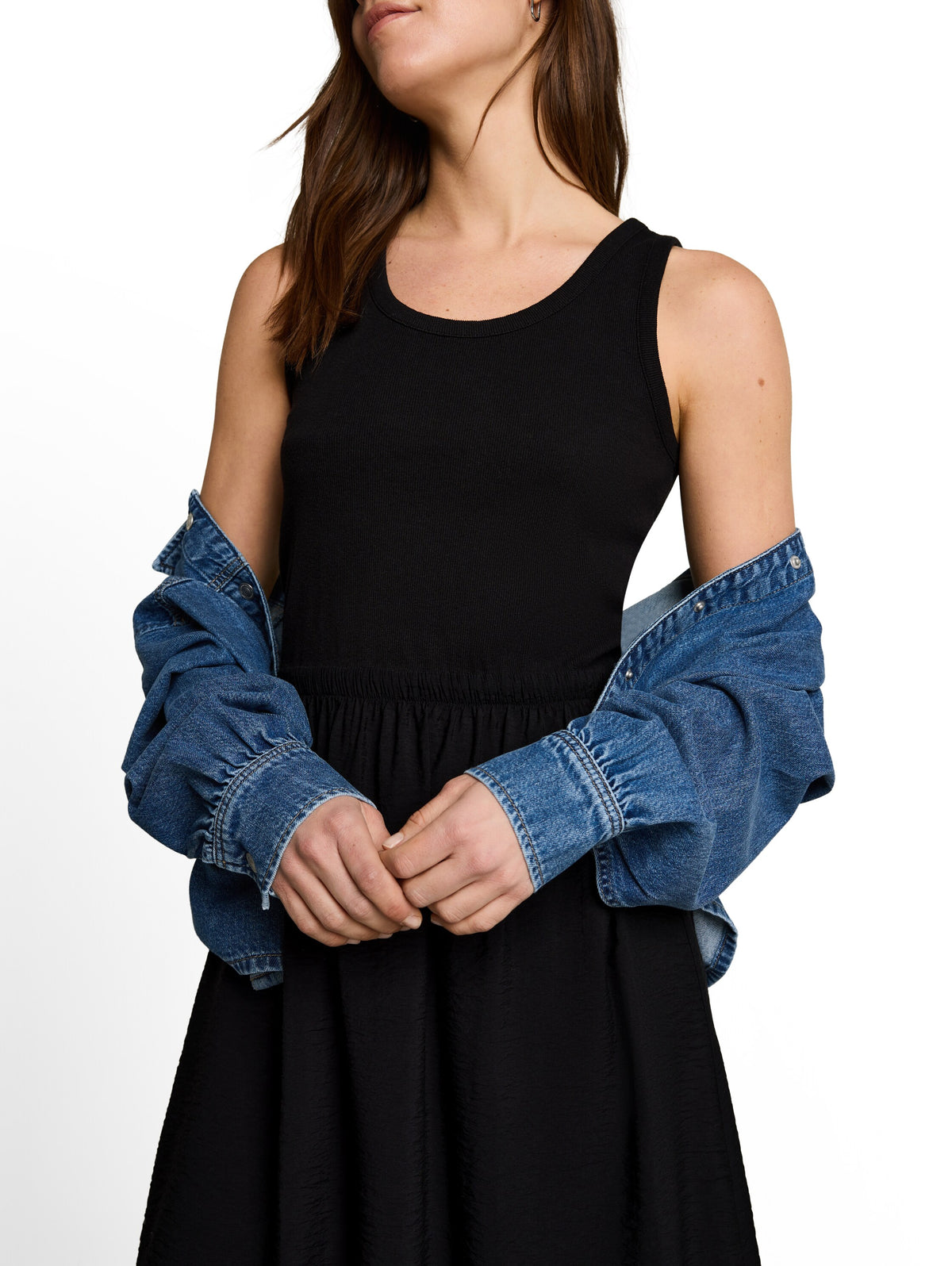 2-in-1 Midi-Kleid im Materialmix