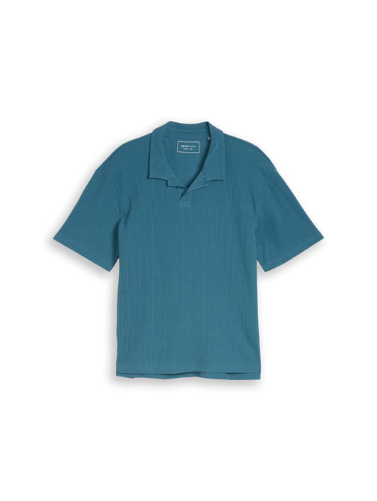 Relaxed Fit Poloshirt mit Waffelstruktur