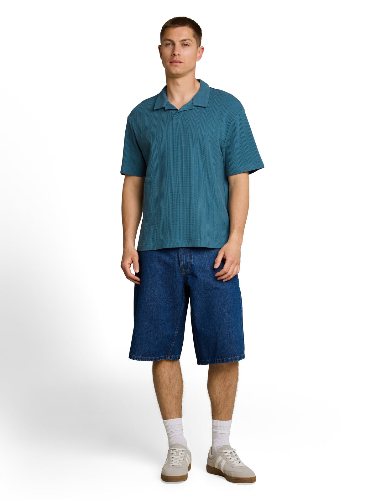 Relaxed Fit Poloshirt mit Waffelstruktur