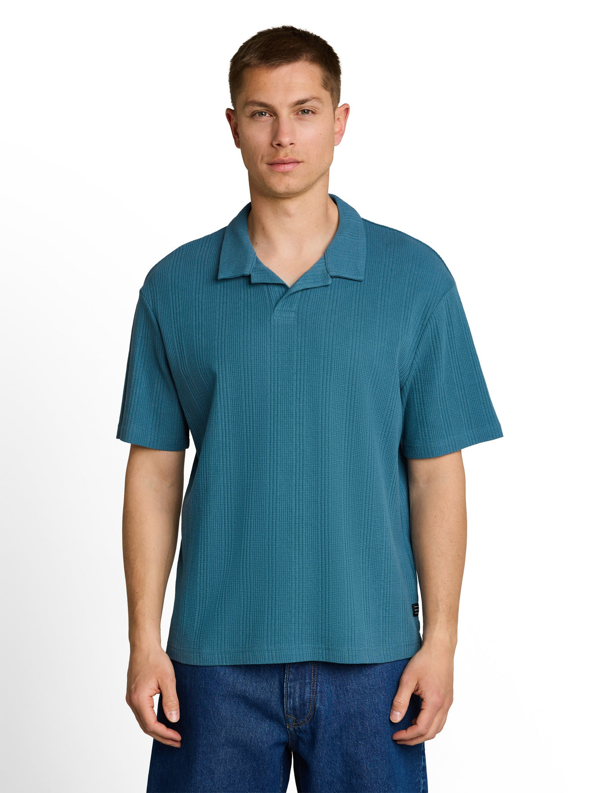 Relaxed Fit Poloshirt mit Waffelstruktur