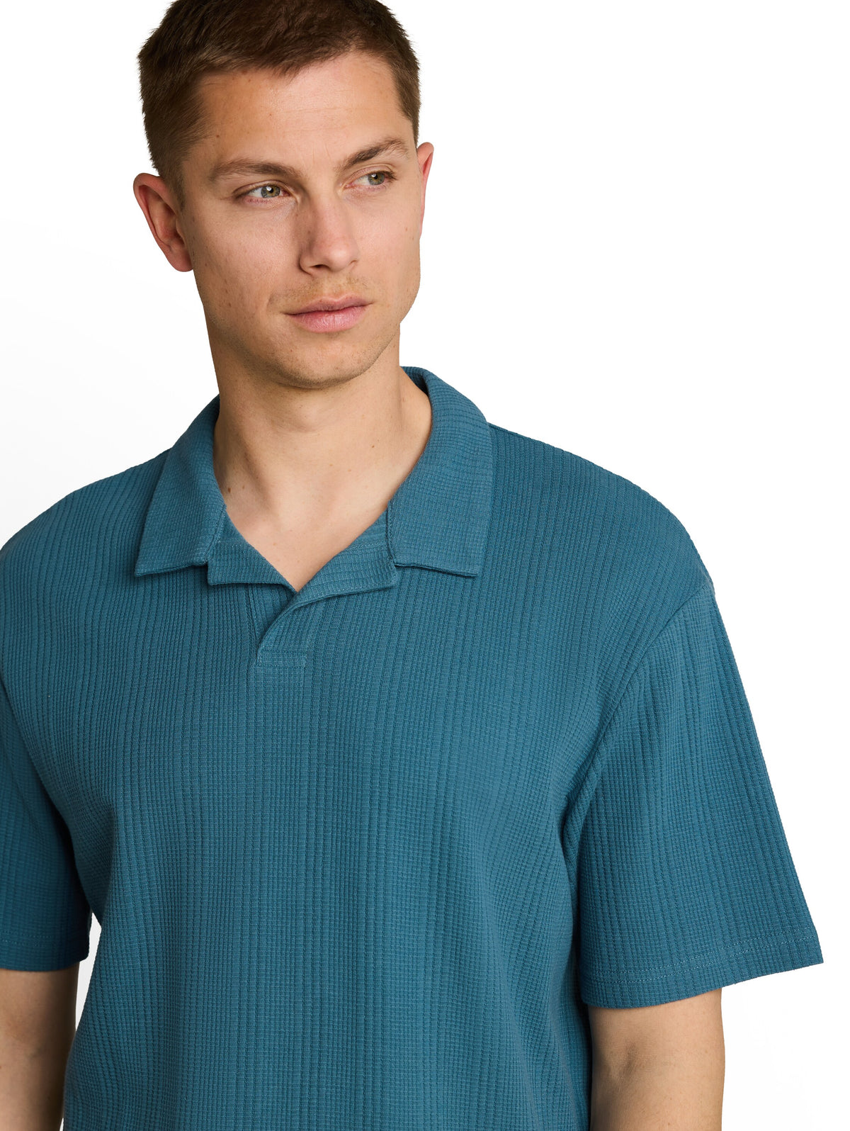 Relaxed Fit Poloshirt mit Waffelstruktur