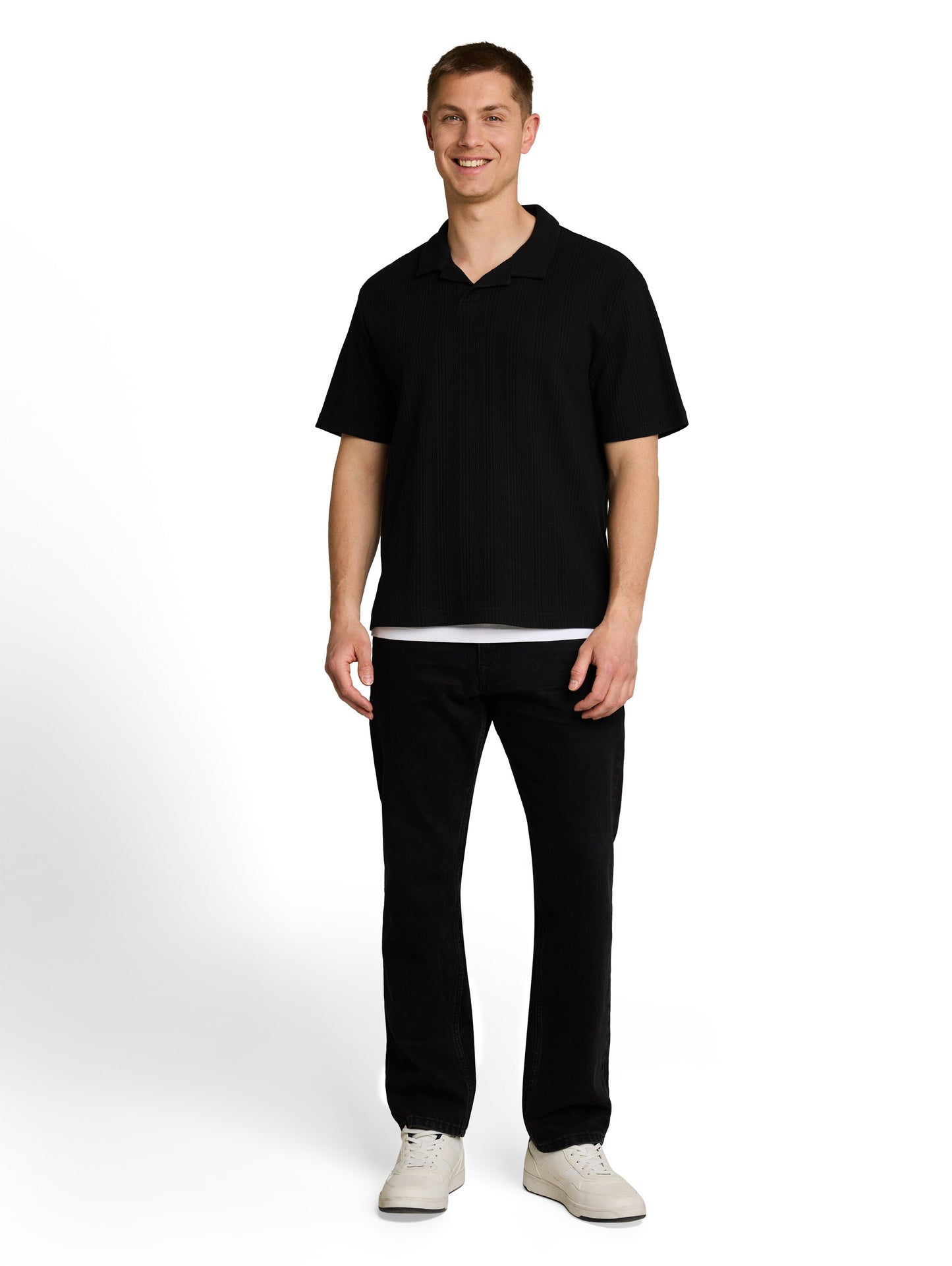 Relaxed Fit Poloshirt mit Waffelstruktur