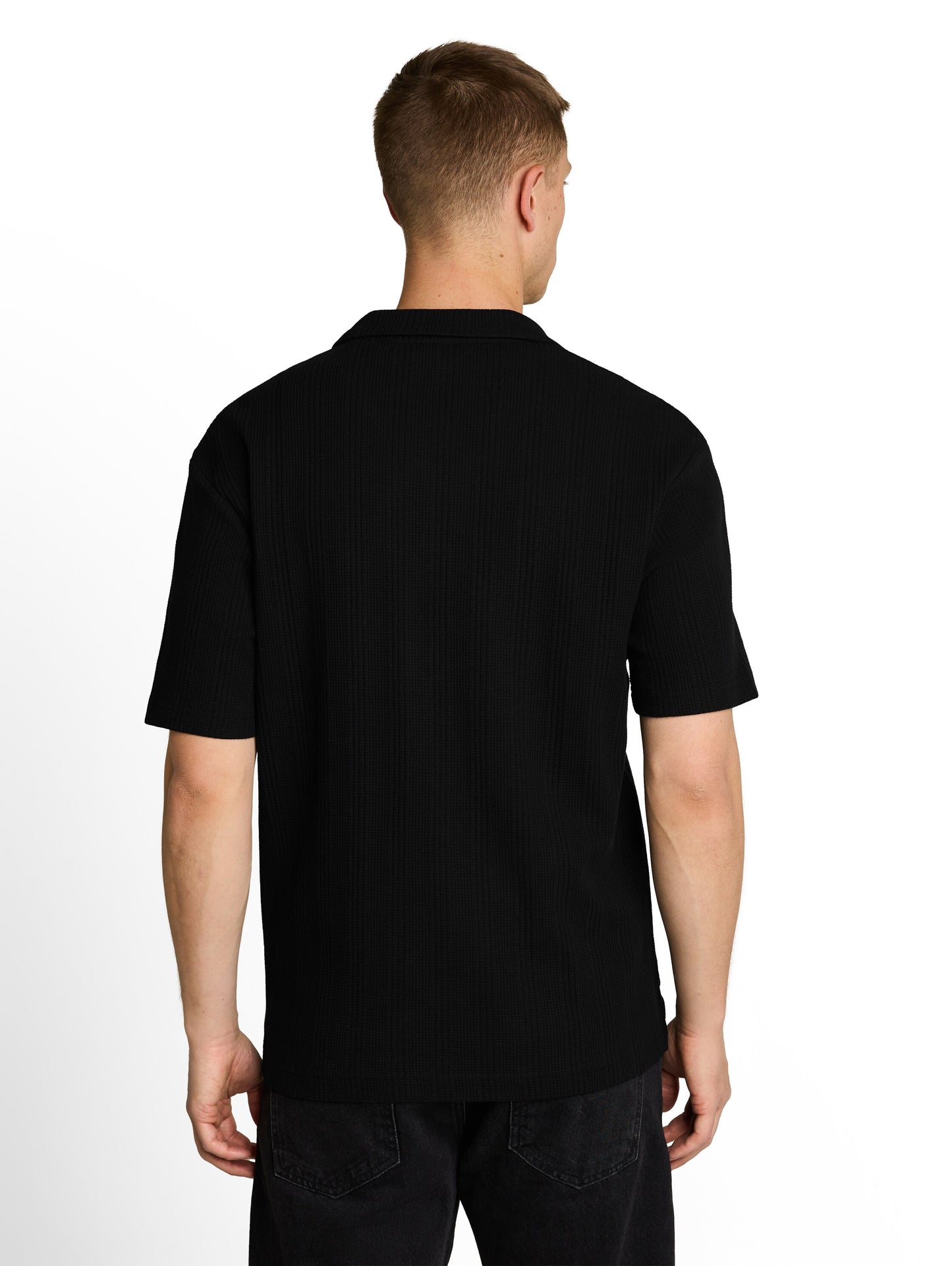 Relaxed Fit Poloshirt mit Waffelstruktur