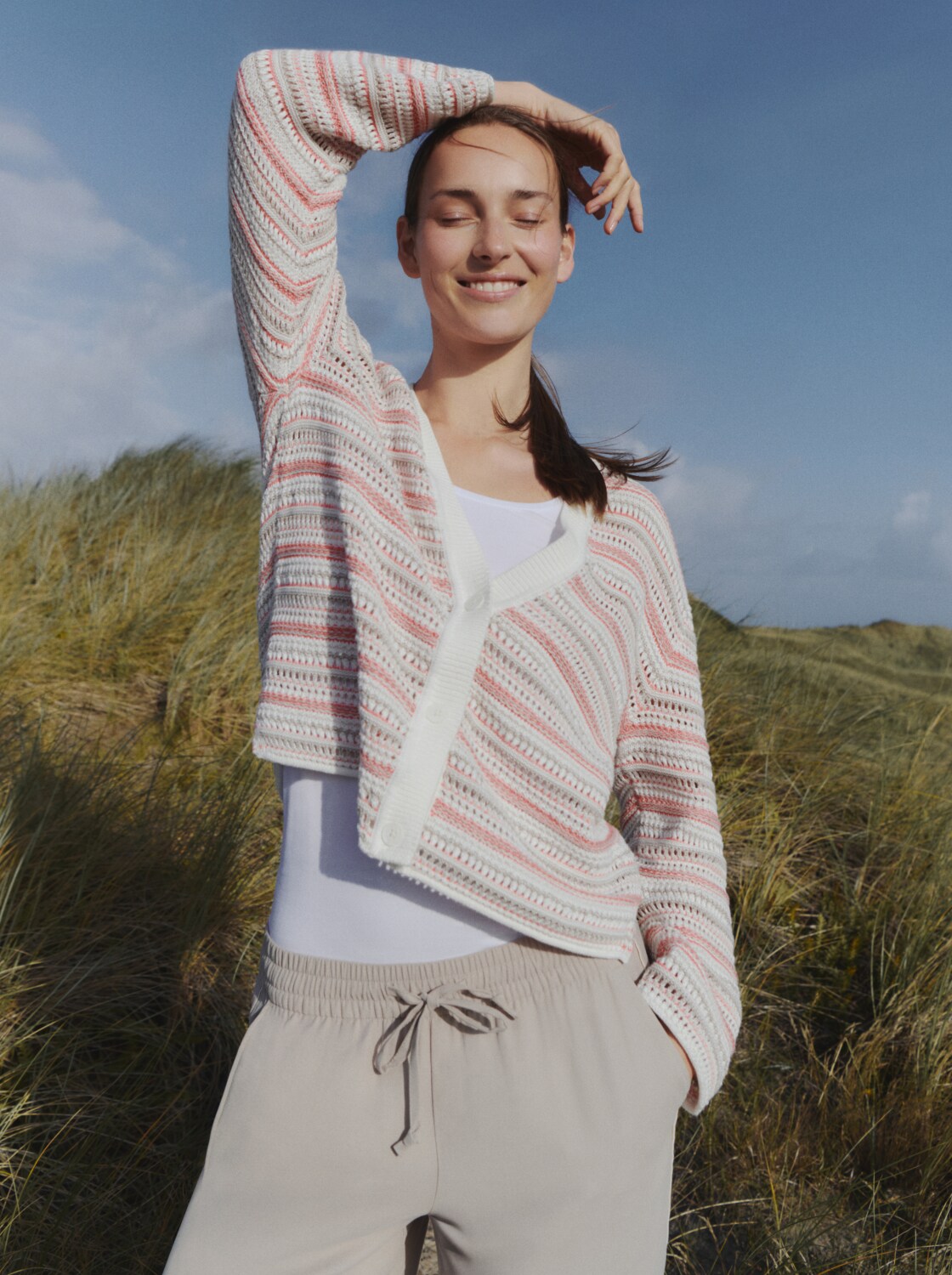 Loose Fit Cardigan mit Streifenmuster