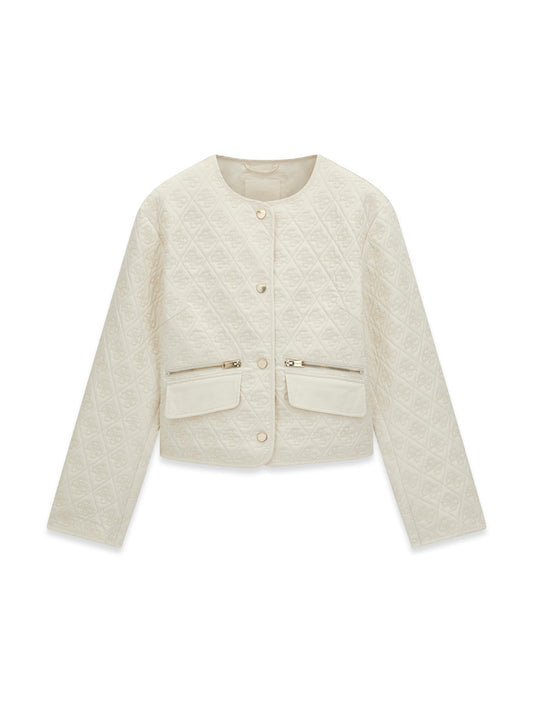 EDITH CROP LOGO QUILT JKT