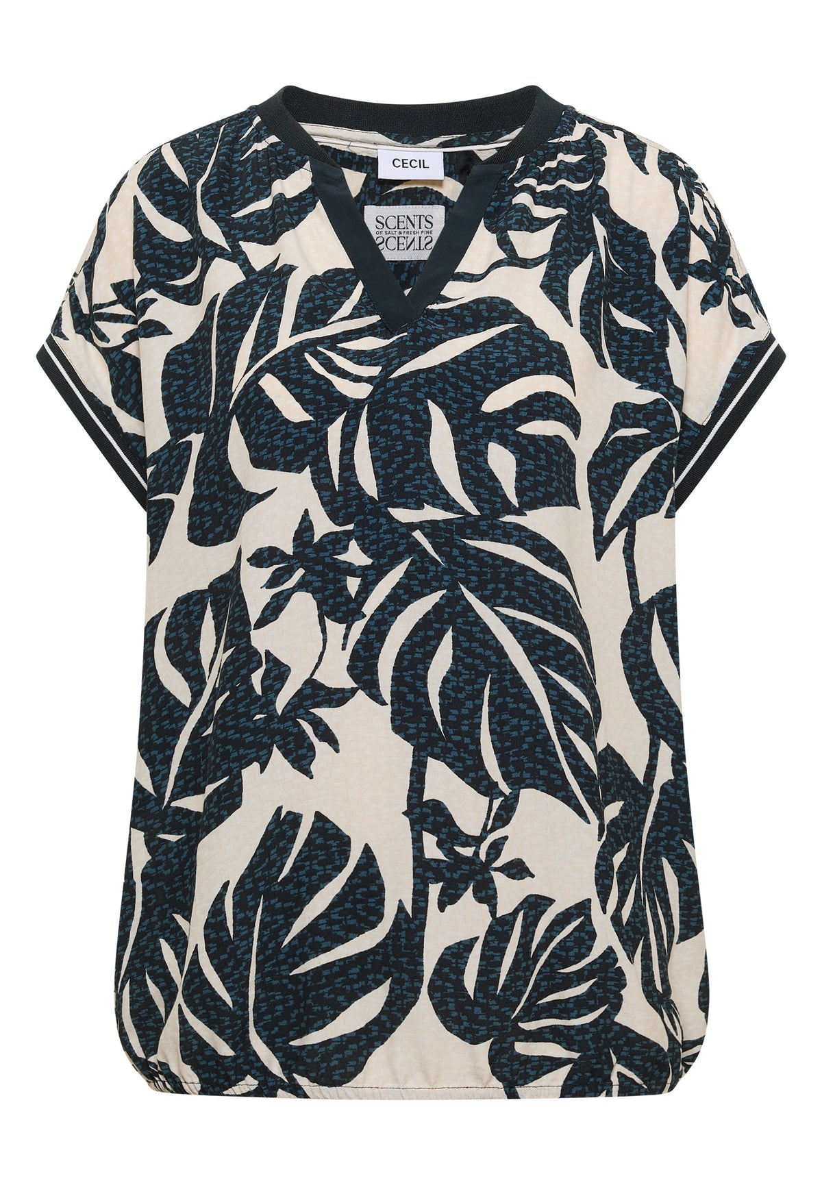 Bluse mit Split Neck und Printmix