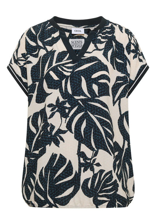 Bluse mit Split Neck und Printmix