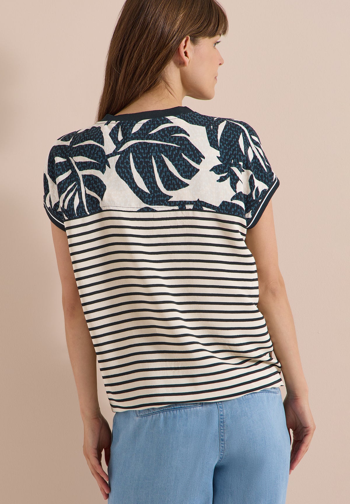 Bluse mit Split Neck und Printmix